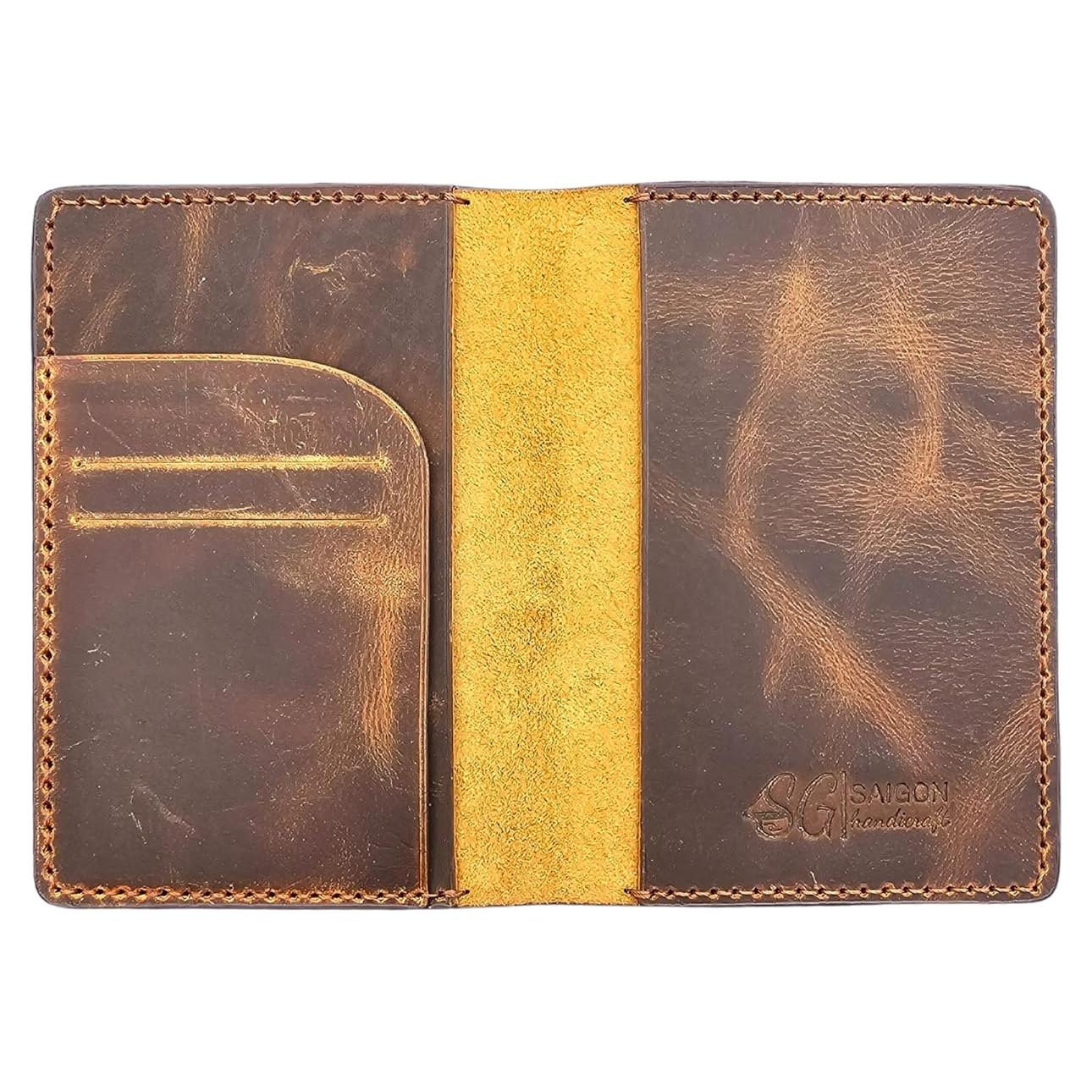 Portafolio de Pasaporte de Cuero Genuino Hecho a Mano - Estilo A