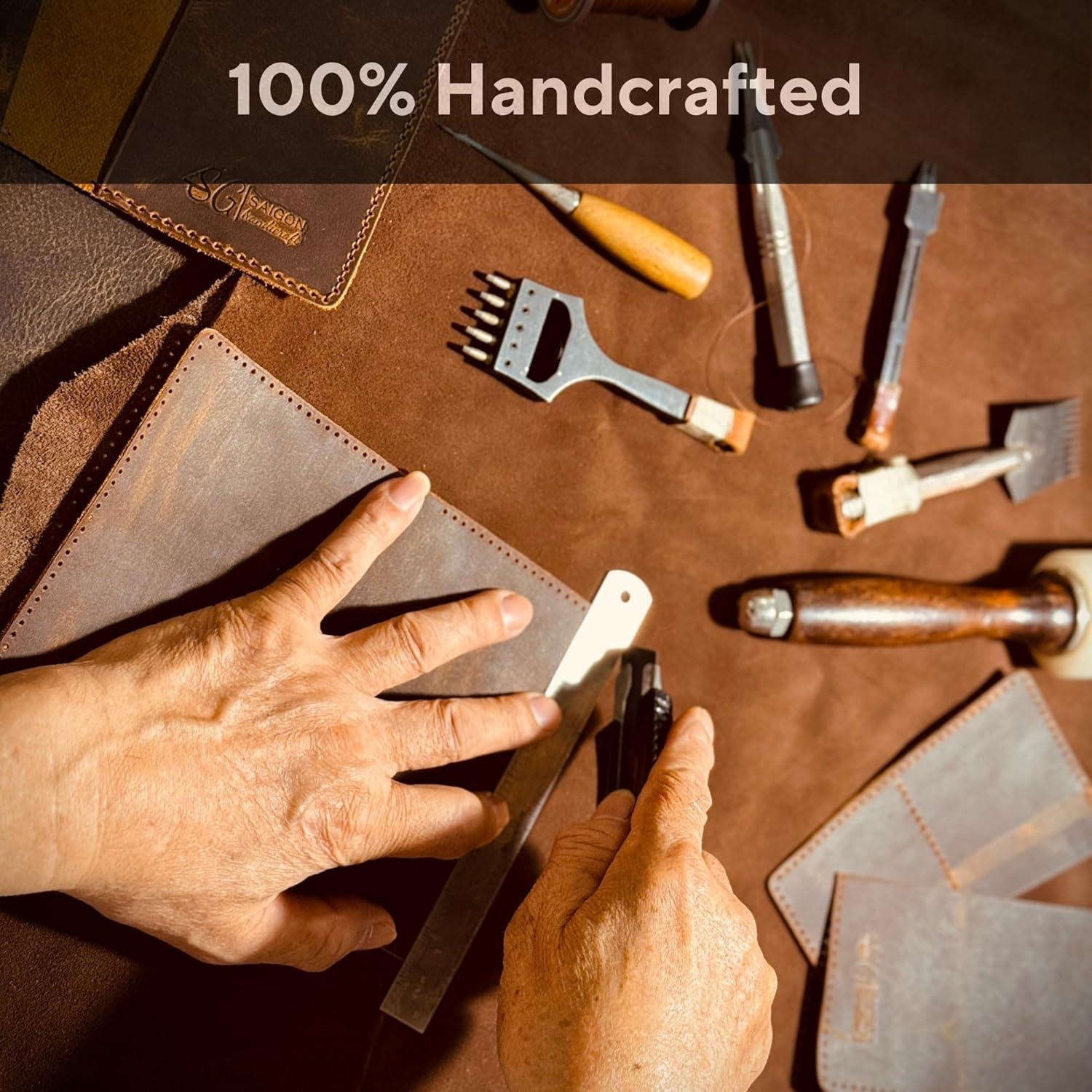 Portafolio de Pasaporte de Cuero Genuino Hecho a Mano - Estilo A