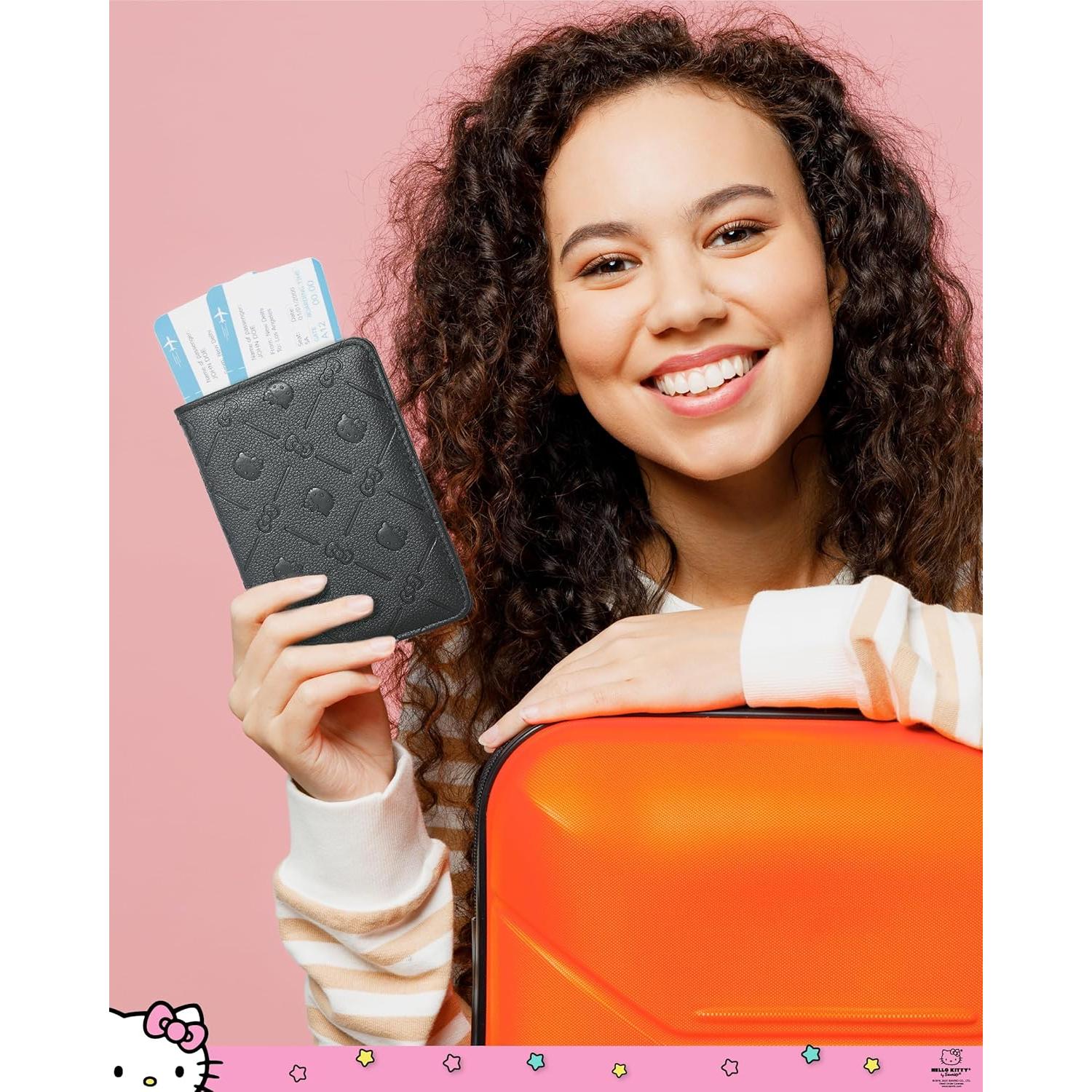 Portafolios de Pasaporte Hello Kitty Negro Licencia Oficial