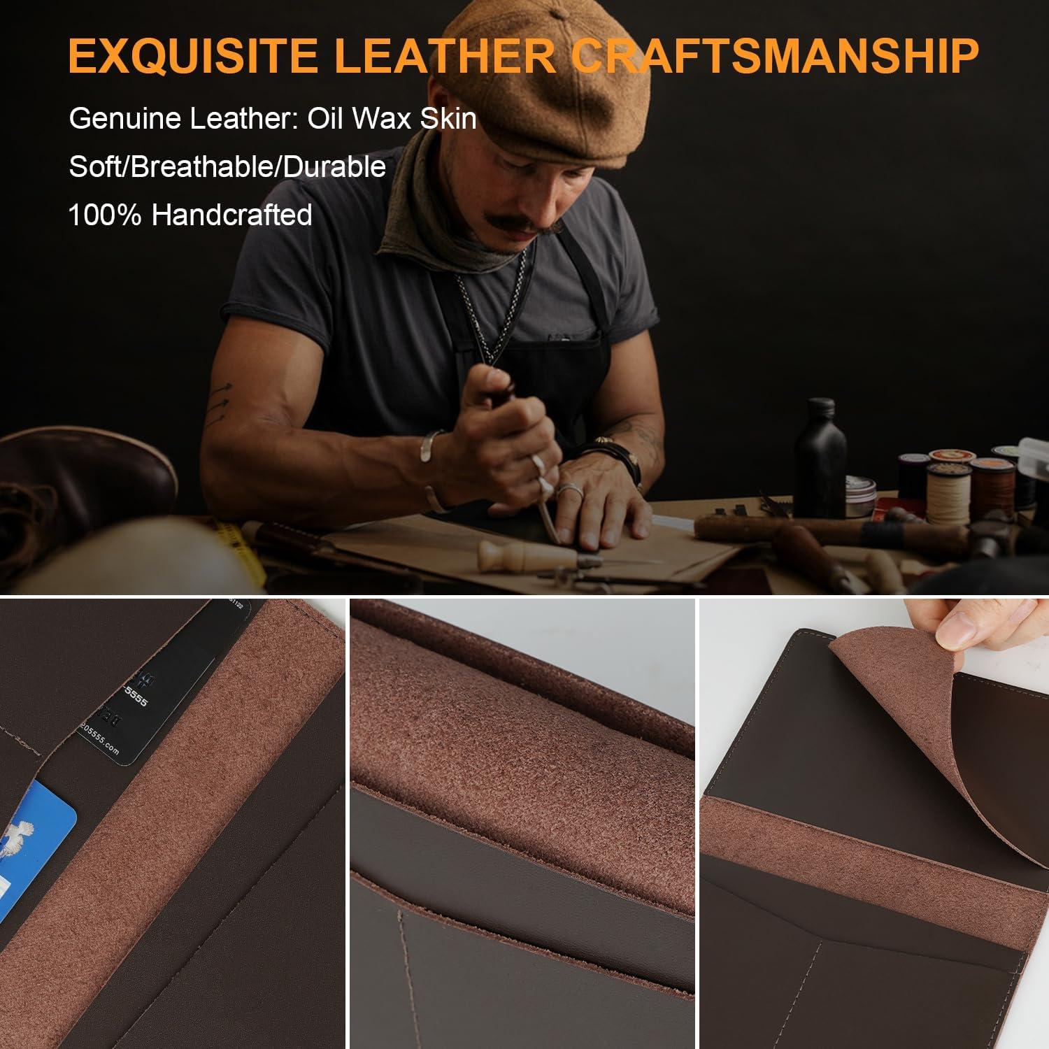 Funda de Pasaporte de Cuero Kicoroiny con Slot para AirTag - Negro