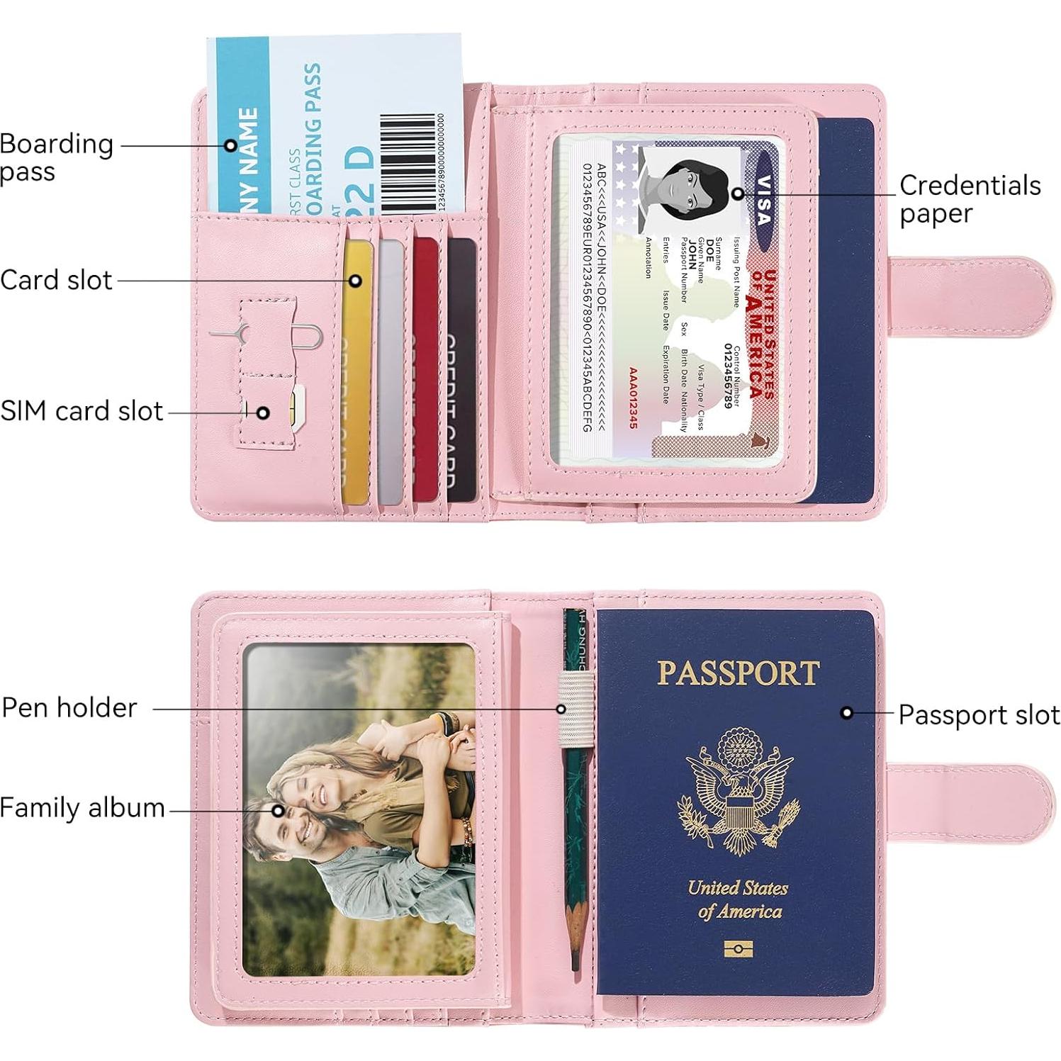 Portapasaportes Esseroo Floral Rosa con Bloqueo RFID