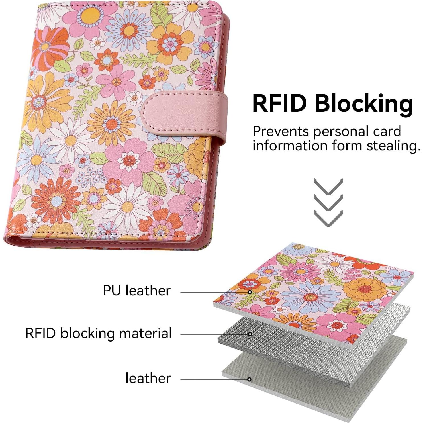 Portapasaportes Esseroo Floral Rosa con Bloqueo RFID