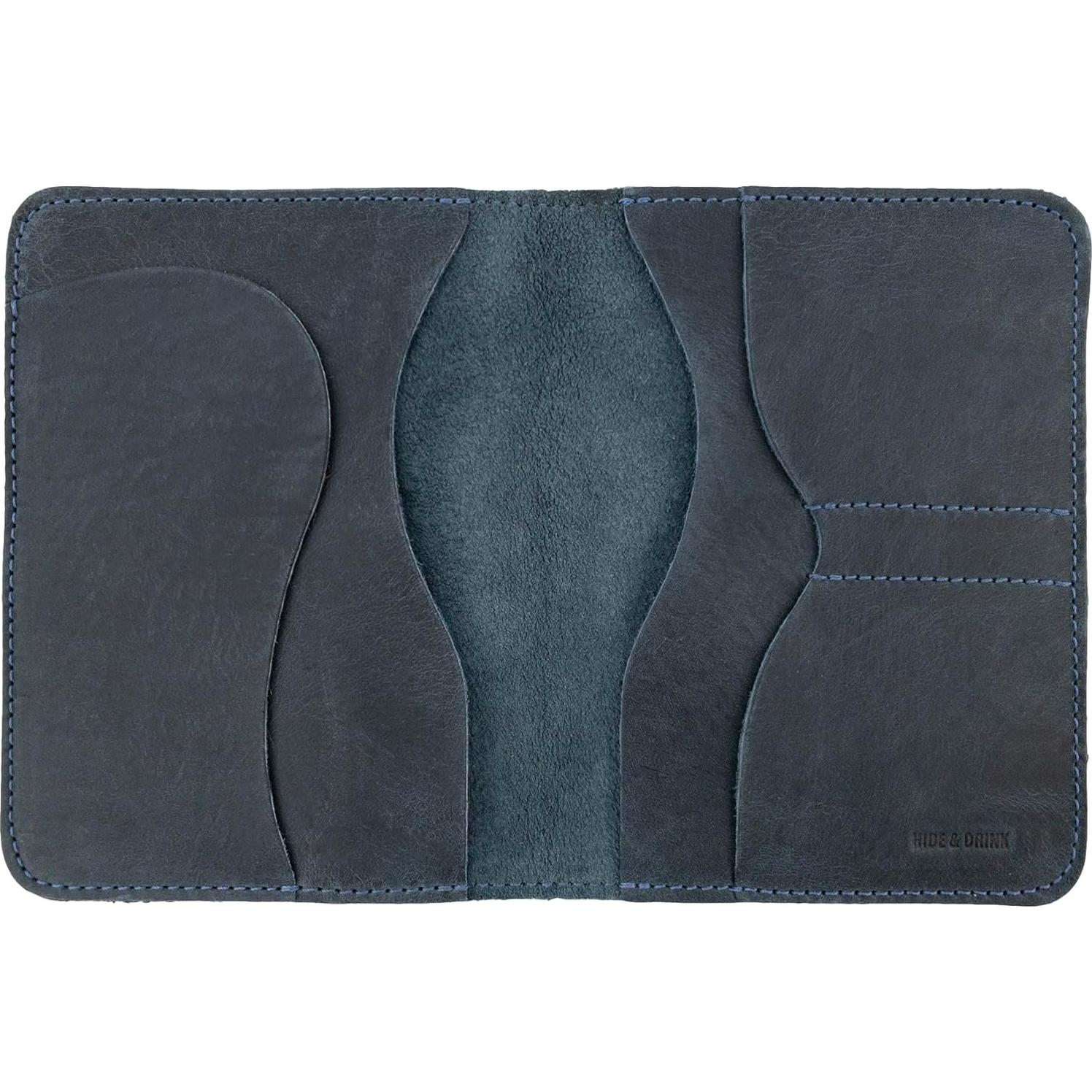 Funda Doble para Pasaporte Hide & Drink - Cuero Azul Pizarra