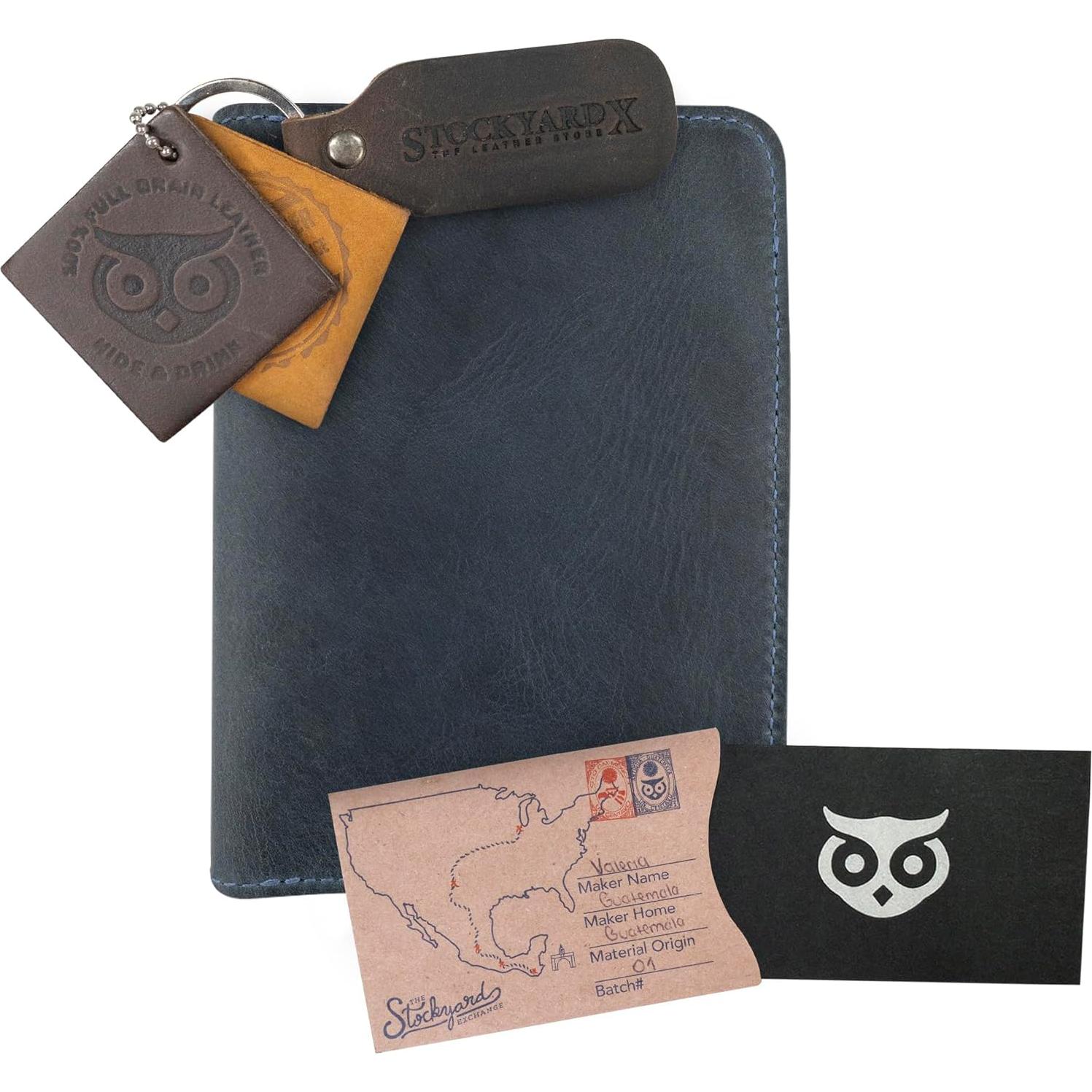 Funda Doble para Pasaporte Hide & Drink - Cuero Azul Pizarra