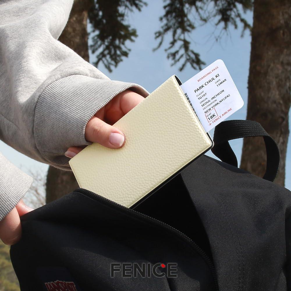 Funda de Pasaporte Fenice Clásica RFID Cuero Vegano Blanco