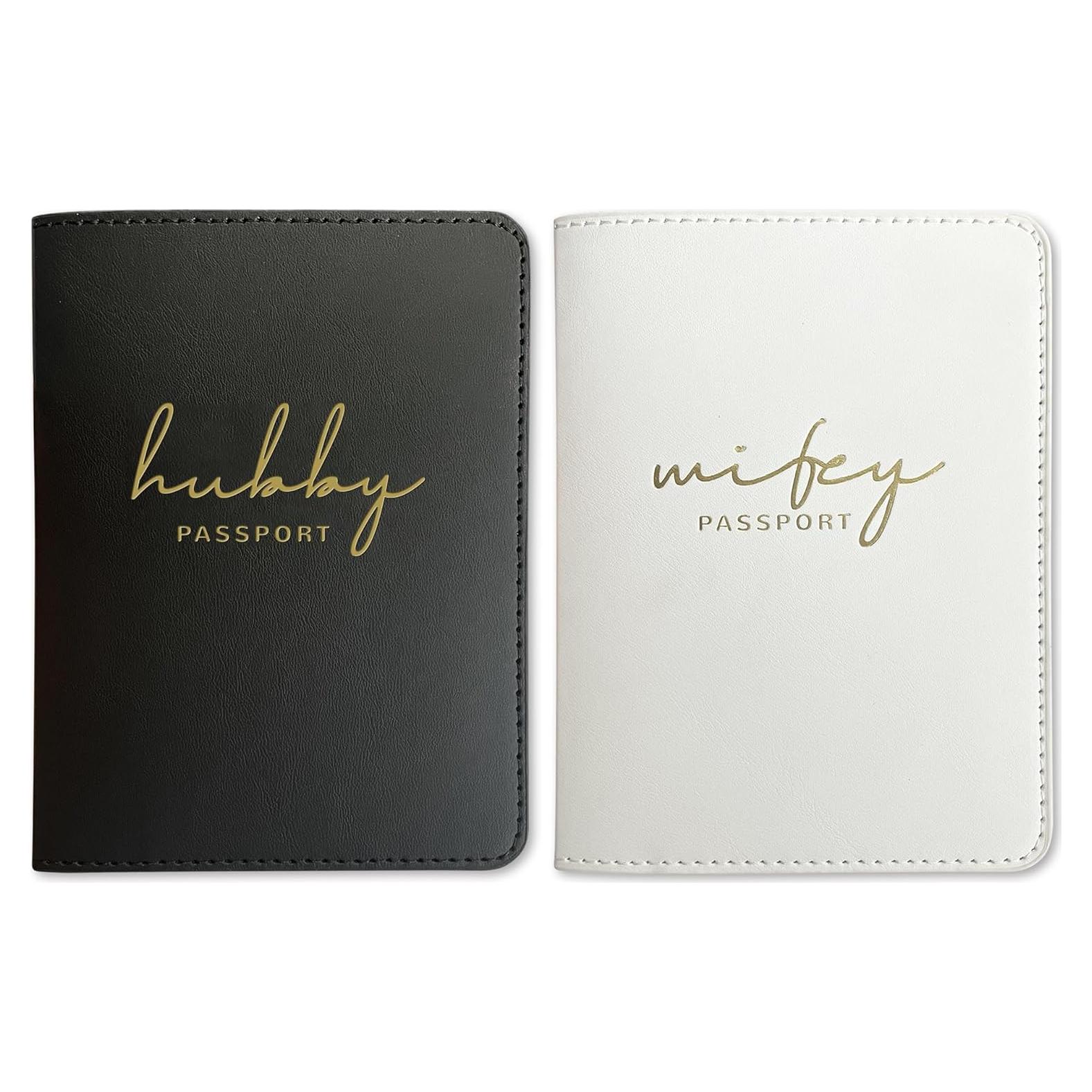 Soporte de Pasaporte de Lujo HubbyWifeyGifts para Parejas