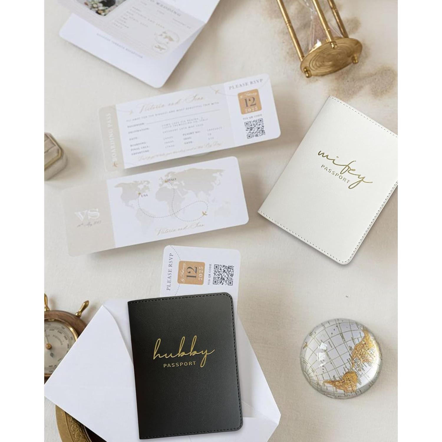 Soporte de Pasaporte de Lujo HubbyWifeyGifts para Parejas