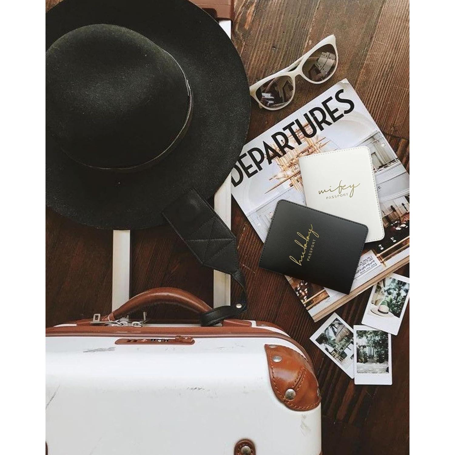Soporte de Pasaporte de Lujo HubbyWifeyGifts para Parejas