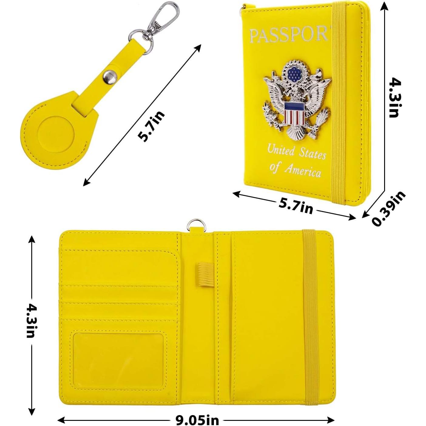 Portapasaportes CNYCMY RFID Impermeable con Ranura para Airtag - Amarillo