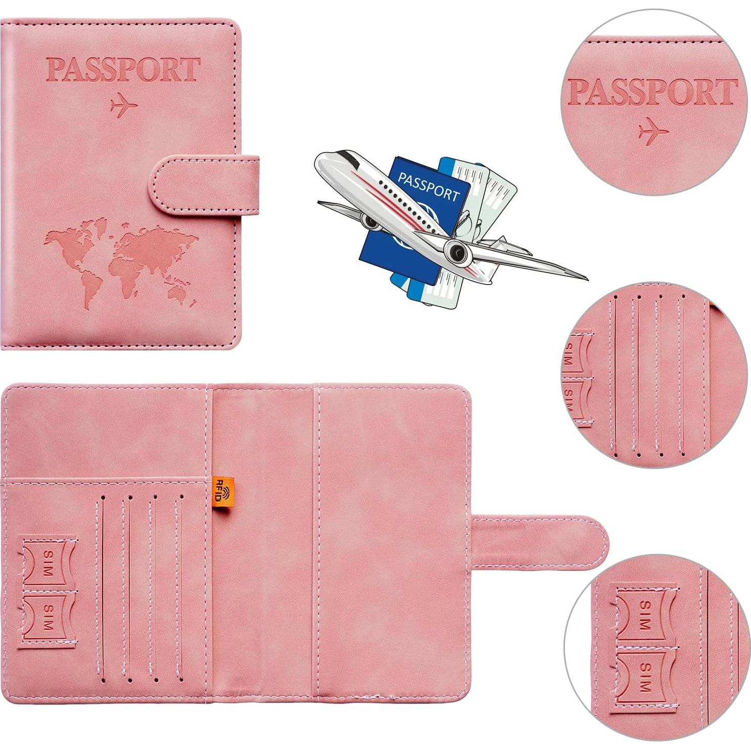 Portafolio de Pasaporte Unisex QIVANLIFE Rosa Hebilla RFID