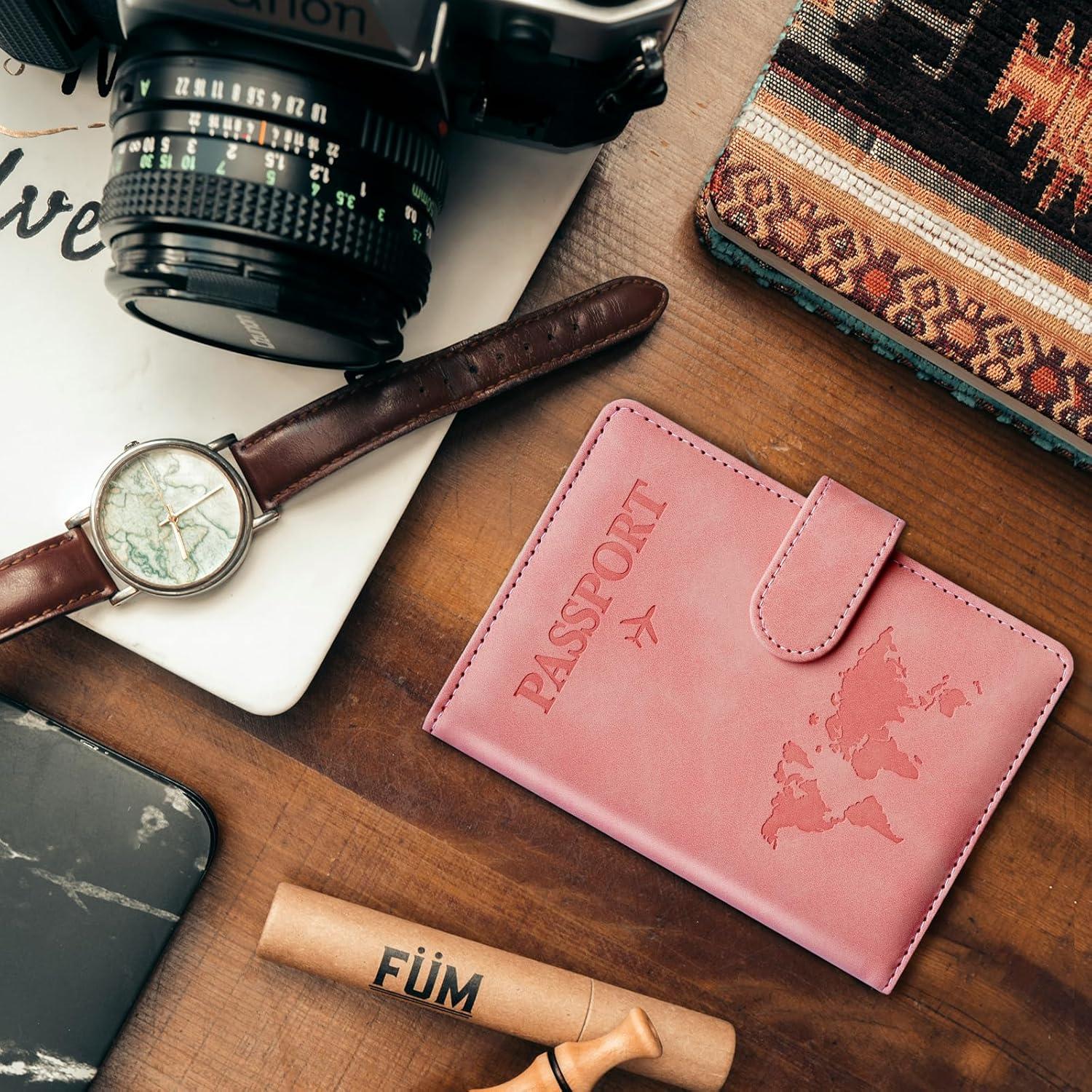 Portafolio de Pasaporte Unisex QIVANLIFE Rosa Hebilla RFID