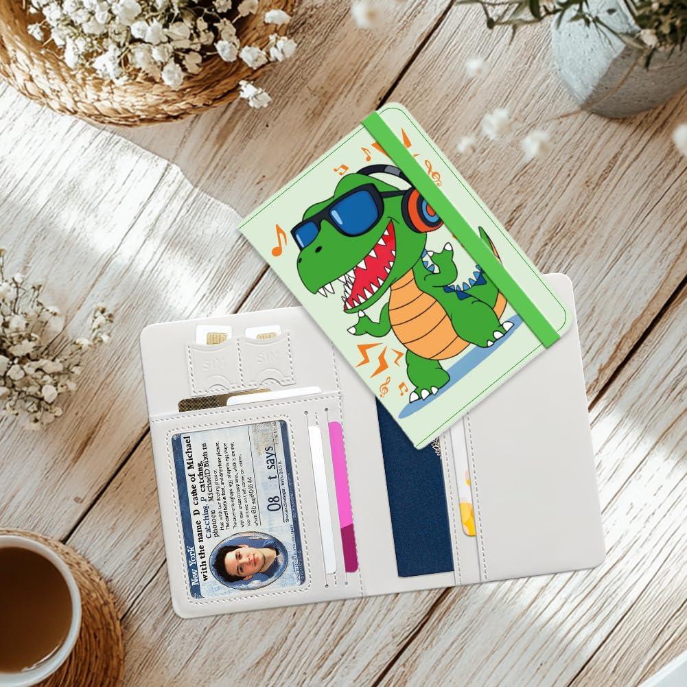 Funda de Pasaporte de Dinosaurio Verde Beinkmake - Cartera de Viaje