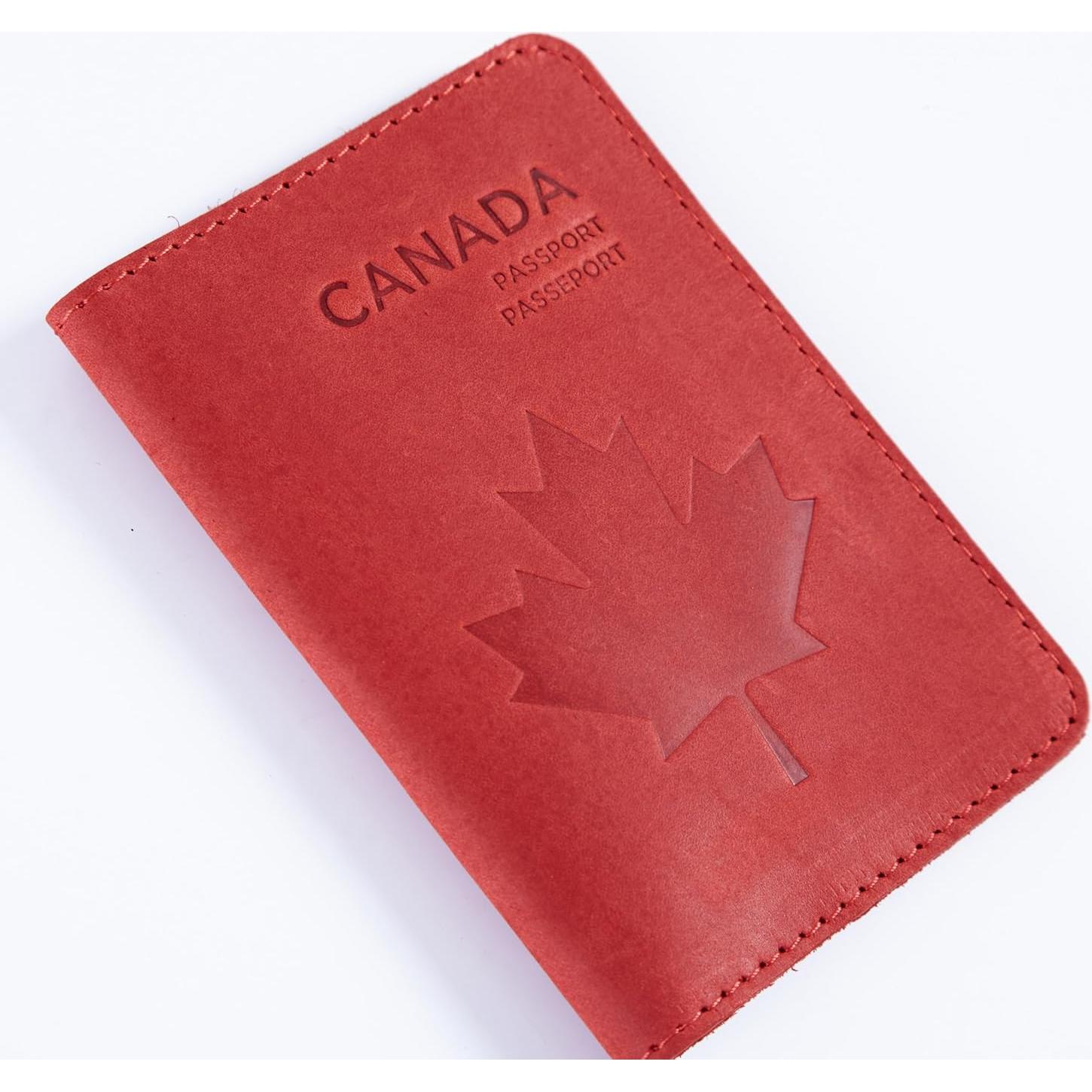 Porta Pasaporte INCARNE de Cuero Vintage Rojo con Ranuras