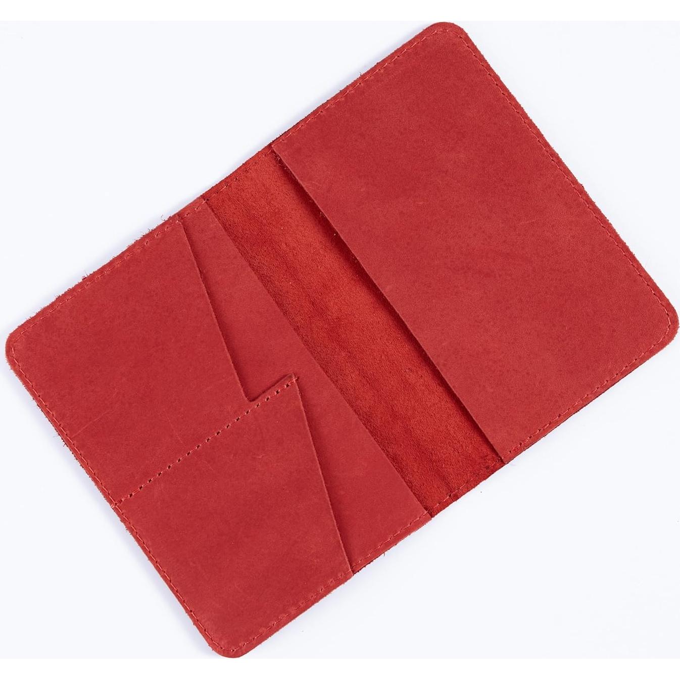 Porta Pasaporte INCARNE de Cuero Vintage Rojo con Ranuras