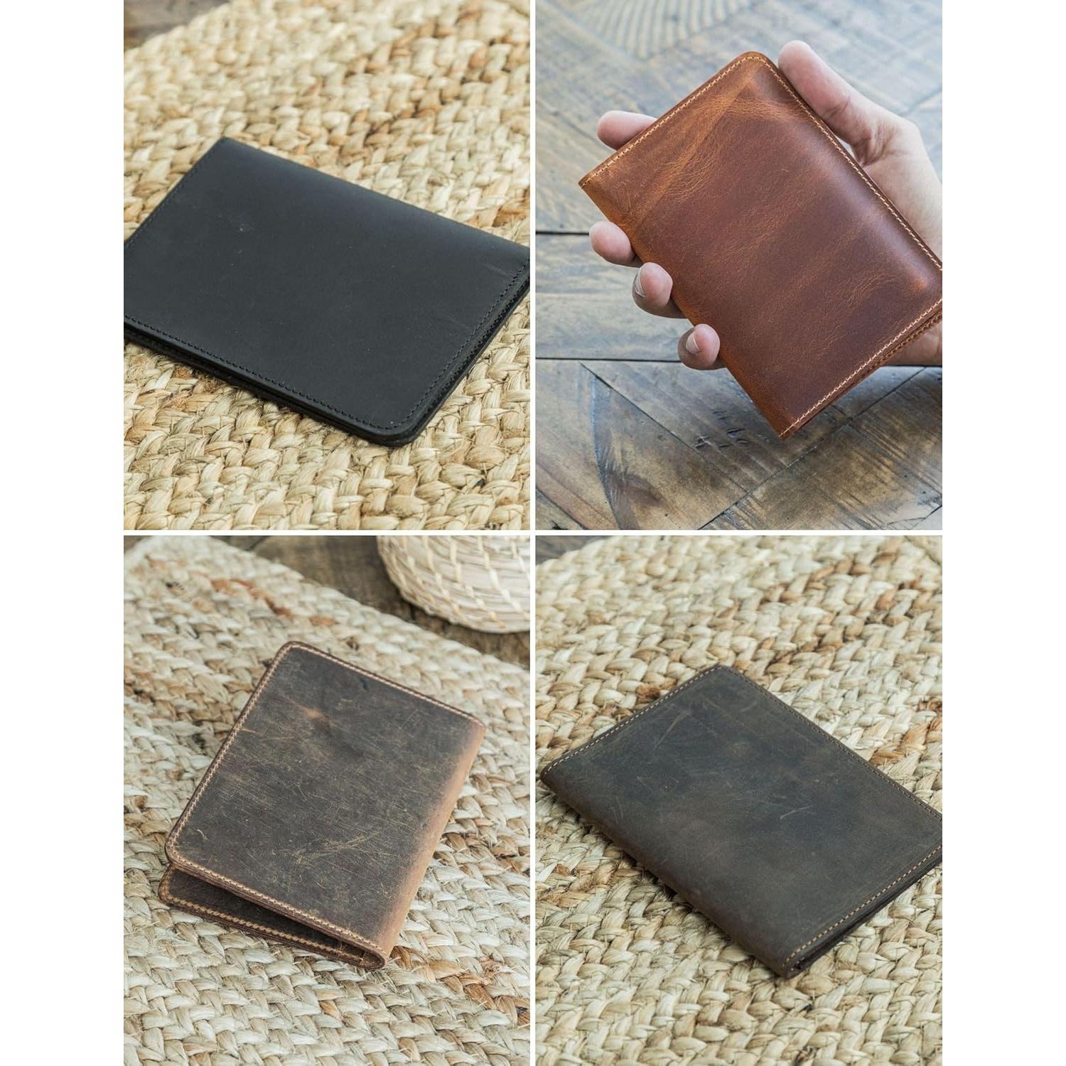 Funda para Pasaporte de Cuero Genuino Castaño Hecha a Mano