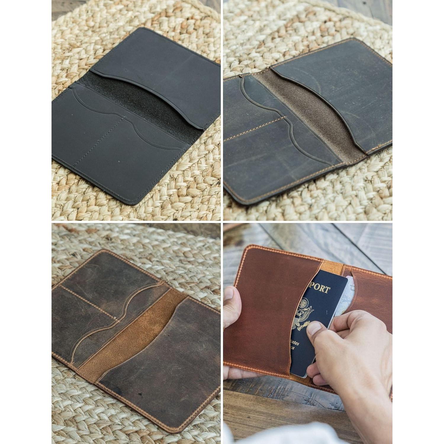 Funda para Pasaporte de Cuero Genuino Castaño Hecha a Mano