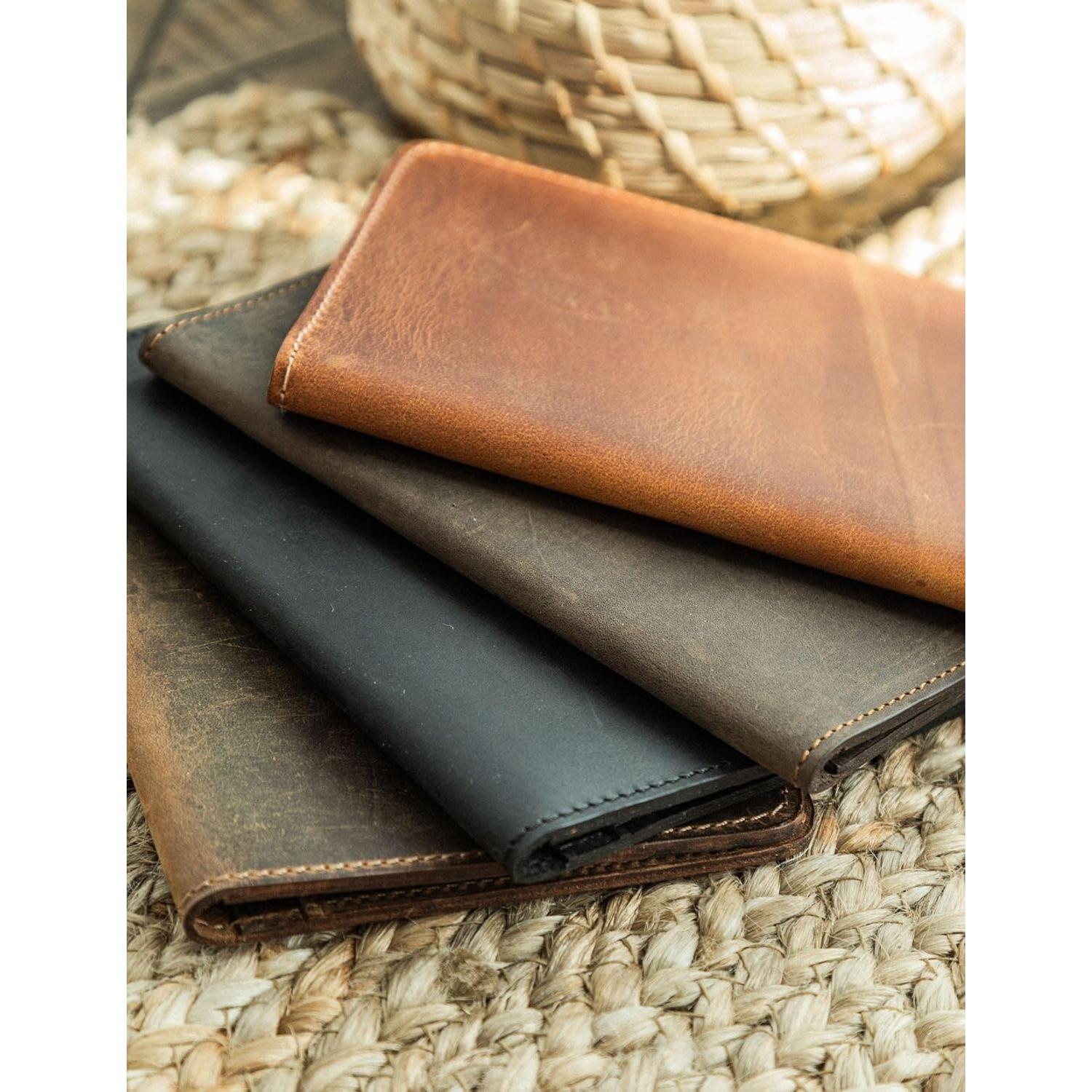 Funda para Pasaporte de Cuero Genuino Castaño Hecha a Mano