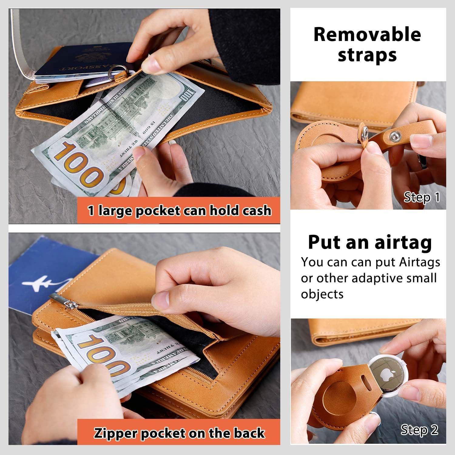 Cartera de Pasaporte Multifuncional Deziliao con Bloqueo RFID