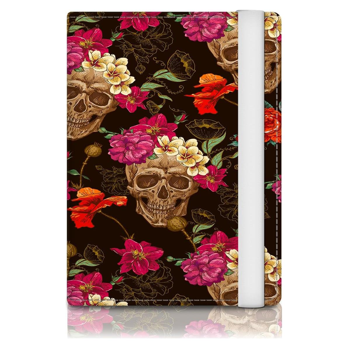 Portafolio de Pasaporte ATJFKIXL RFID Cuero Premium Flores