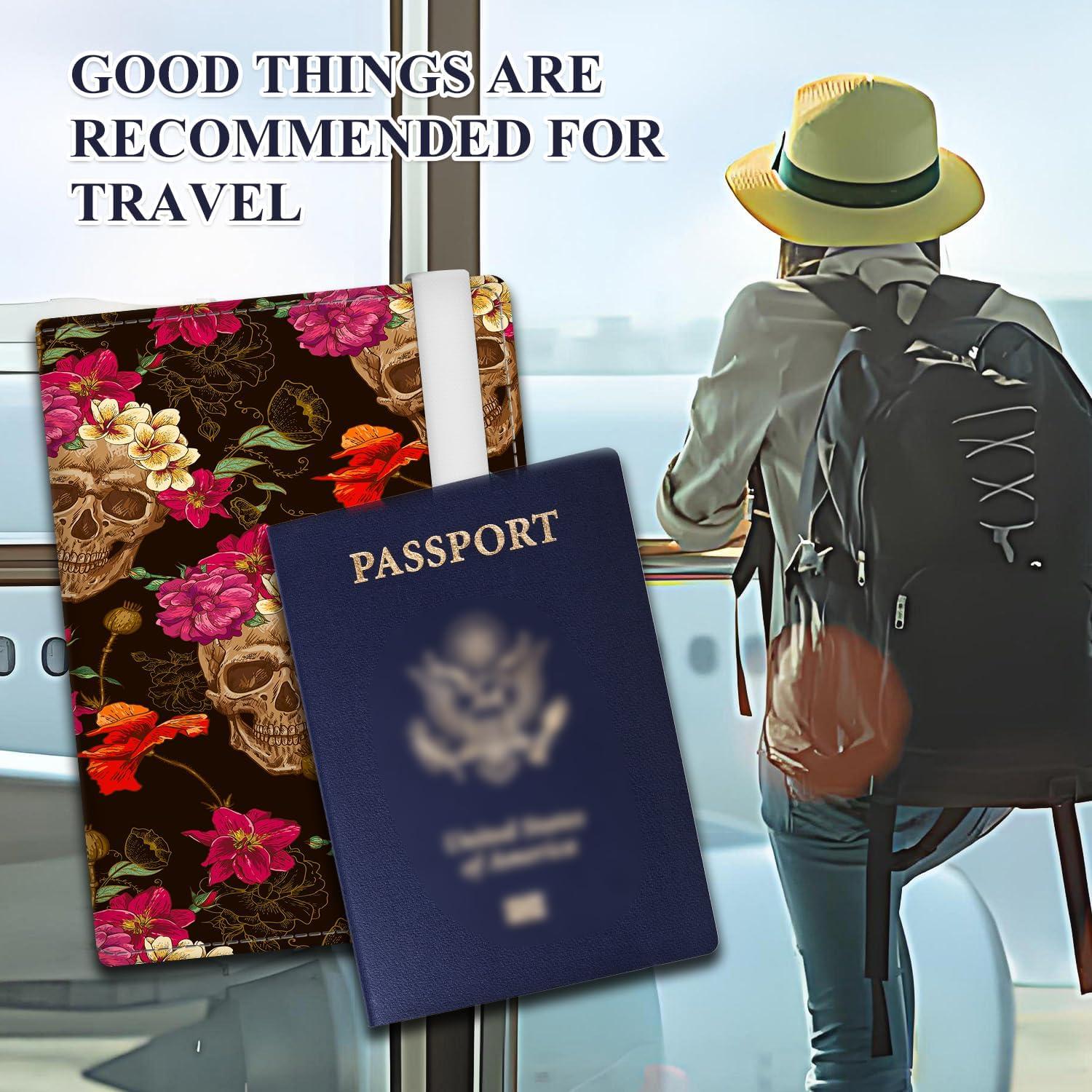 Portafolio de Pasaporte ATJFKIXL RFID Cuero Premium Flores