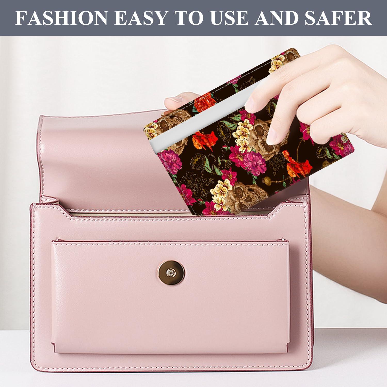 Portafolio de Pasaporte ATJFKIXL RFID Cuero Premium Flores