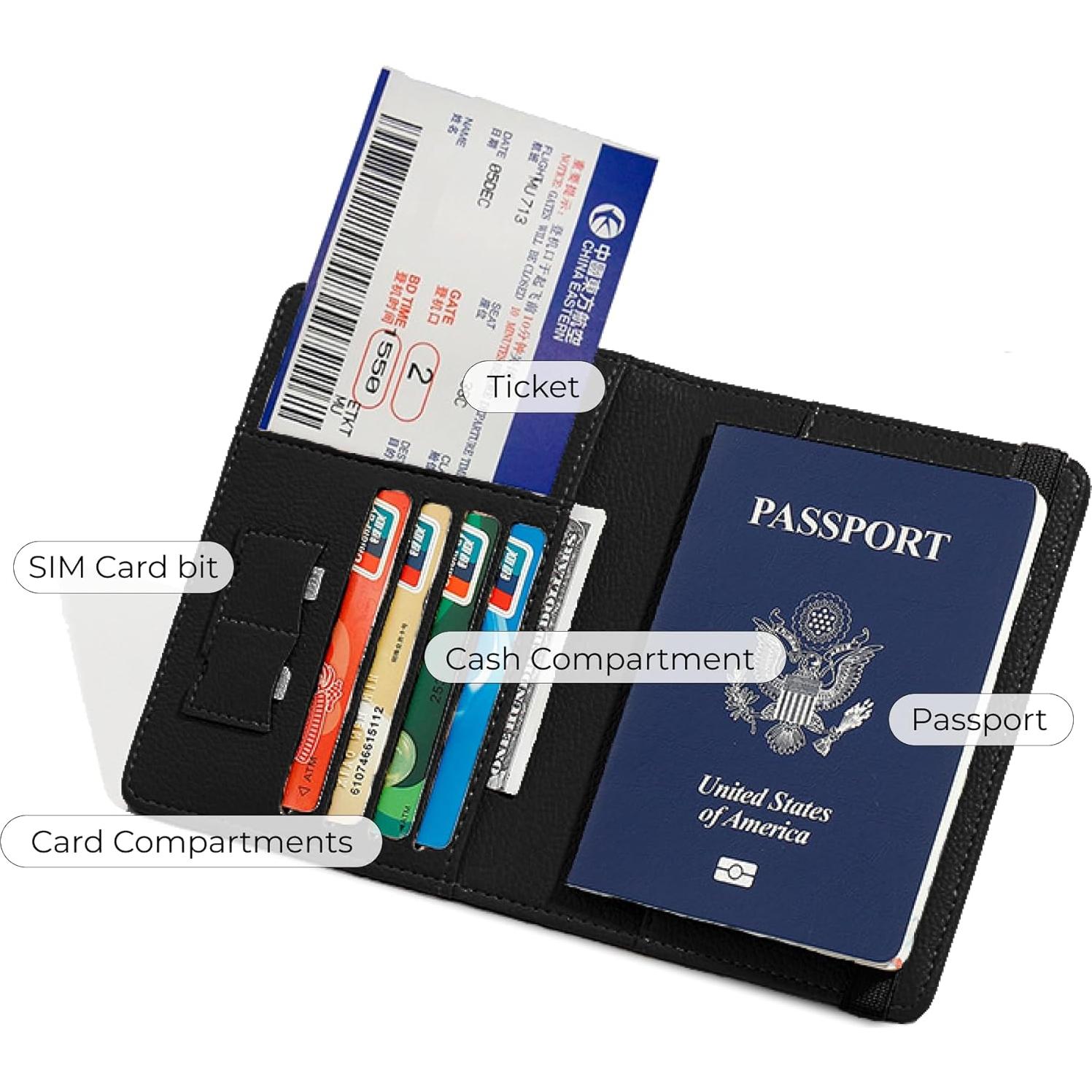 Portafolios de Pasaporte KAUSSAR RFID Negro - Organizador de Viaje