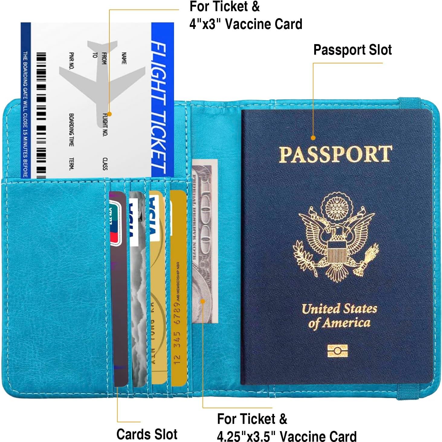 Portafolios de Pasaporte RFID FACATH Azul Cielo con Sello 3D