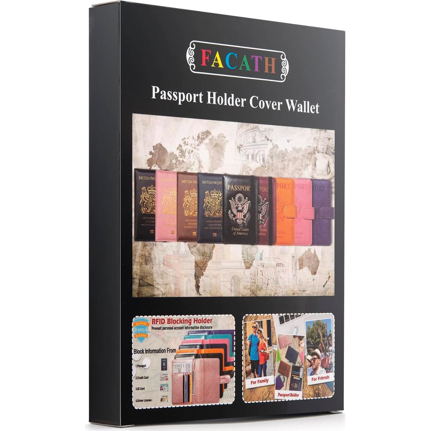 Portafolios de Pasaporte RFID FACATH Azul Cielo con Sello 3D