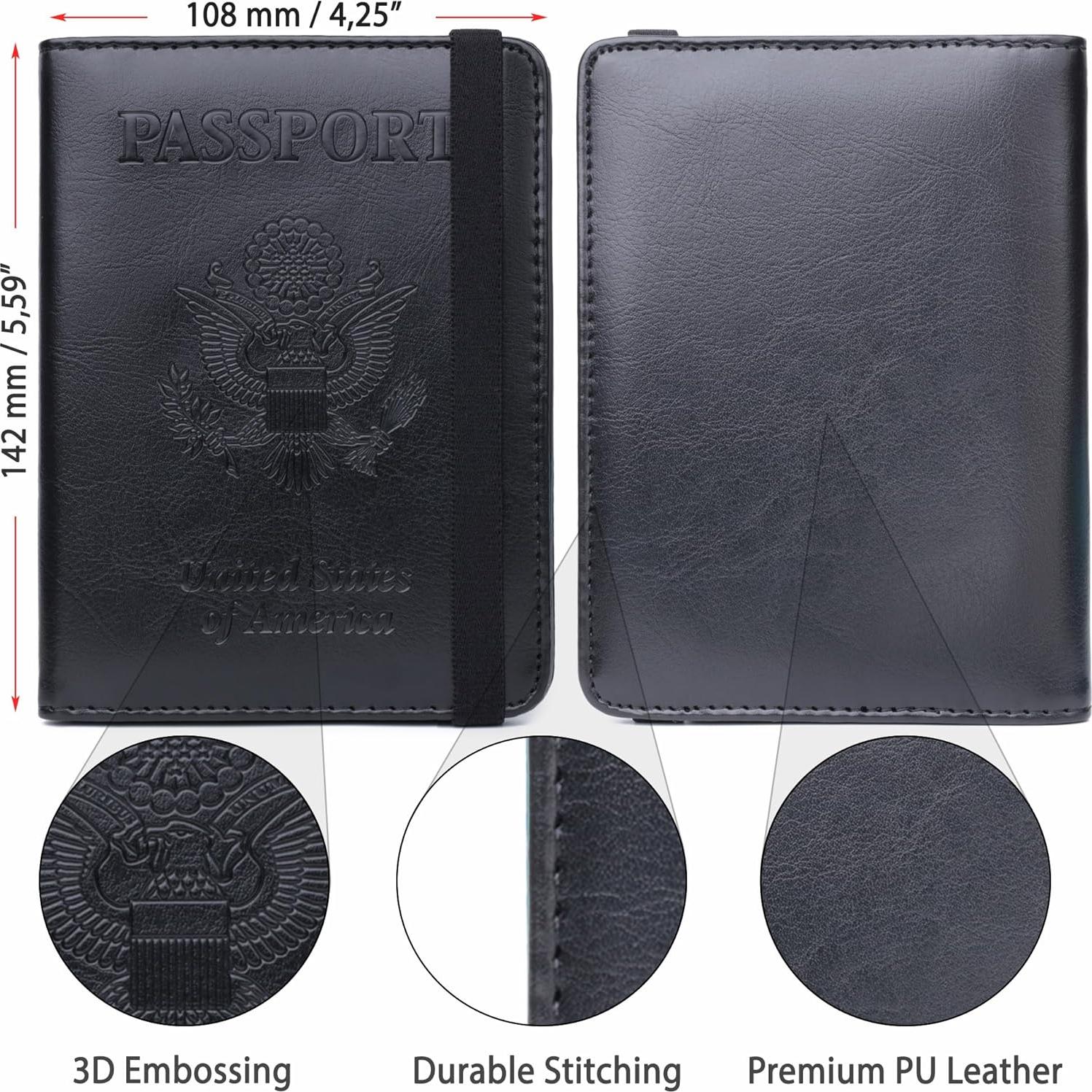Portafolio de Pasaporte RFID Shvigel Negro - Funda Unisex