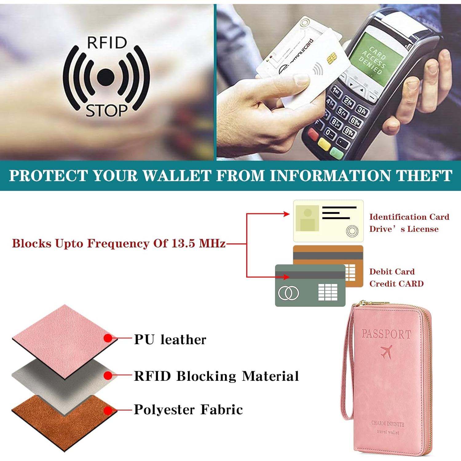 Portafolios de Pasaporte LEEXTON de Cuero con Bloqueo RFID