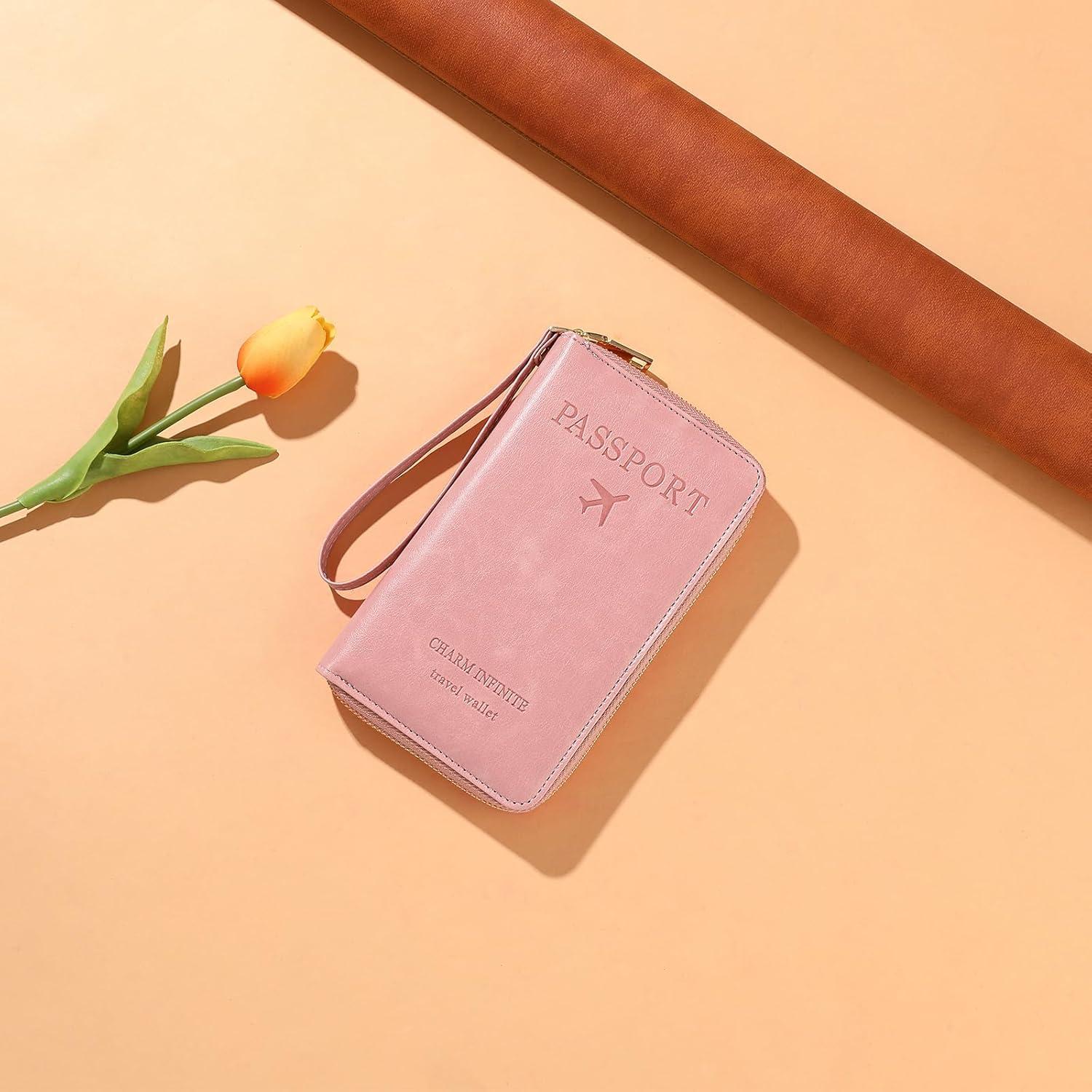 Portafolios de Pasaporte LEEXTON de Cuero con Bloqueo RFID