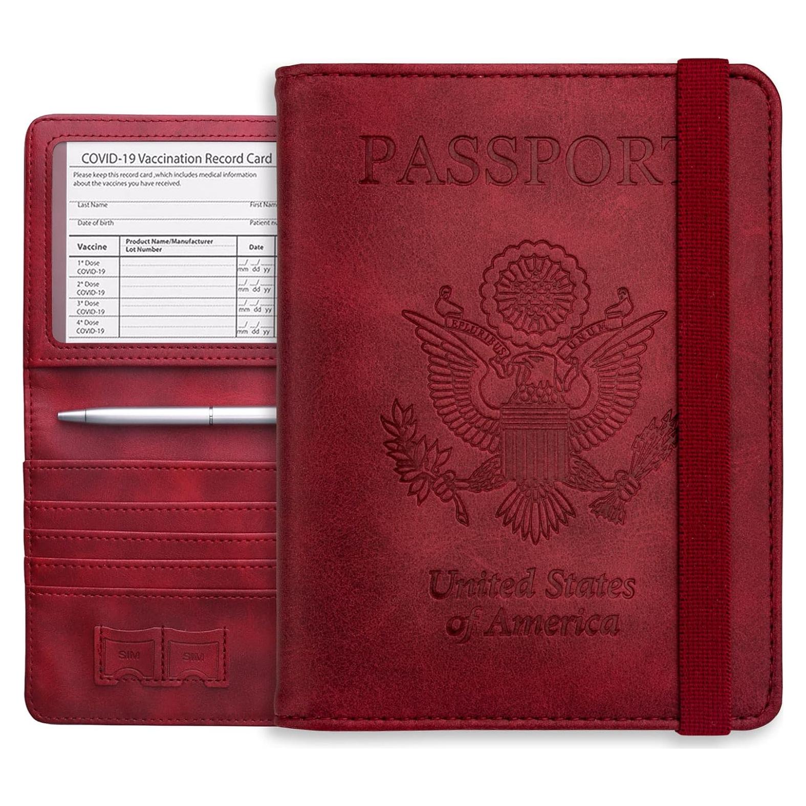 Cartera para Pasaporte WALNEW con Bloqueo RFID - Rojo