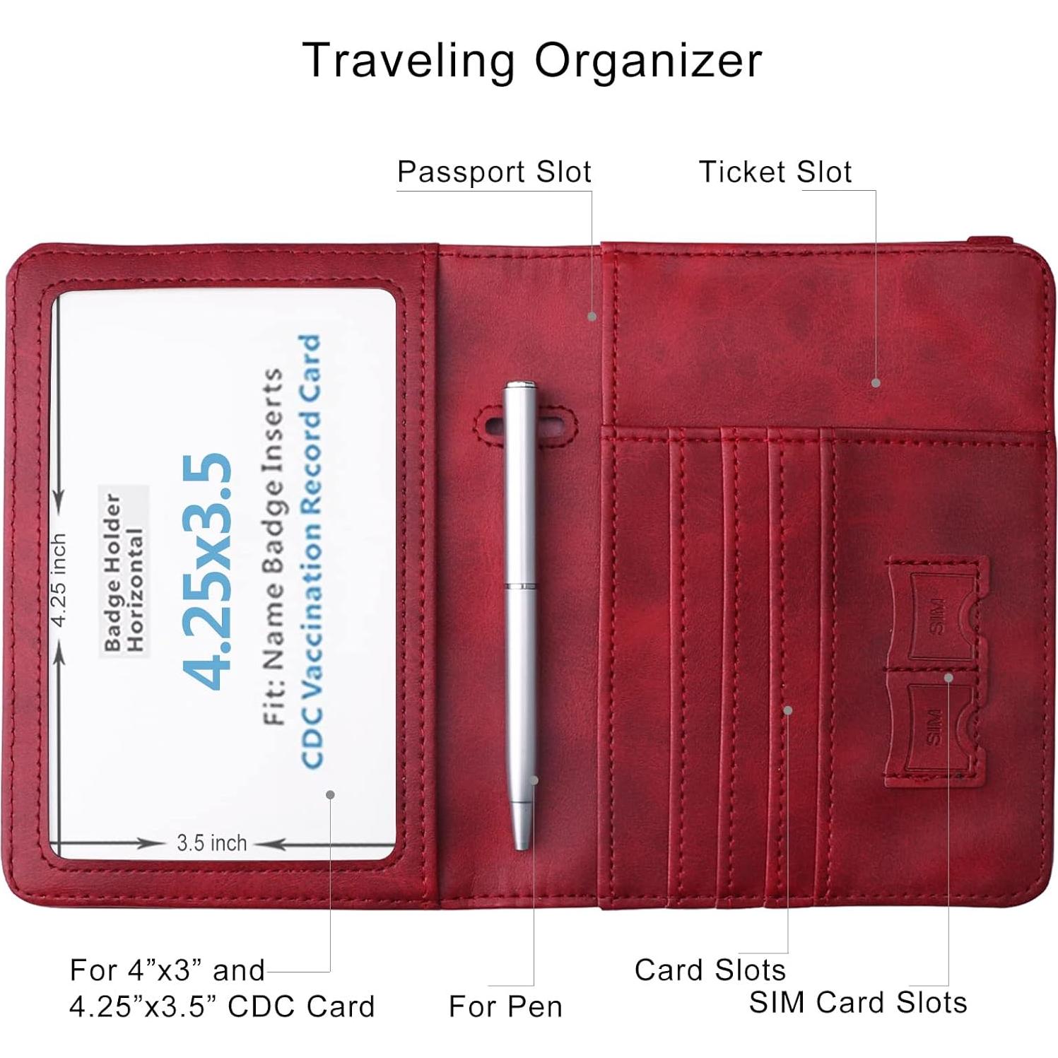 Cartera para Pasaporte WALNEW con Bloqueo RFID - Rojo