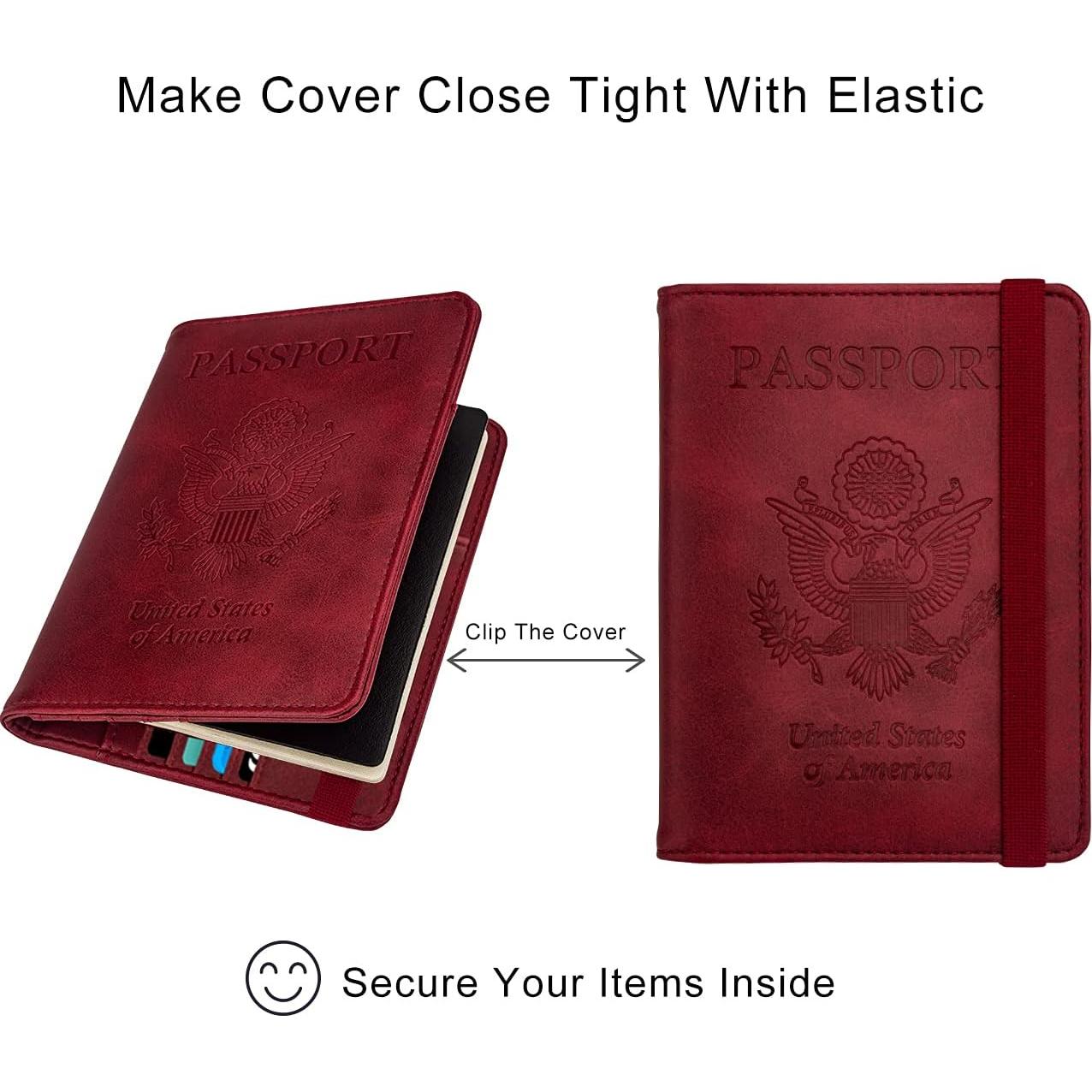 Cartera para Pasaporte WALNEW con Bloqueo RFID - Rojo