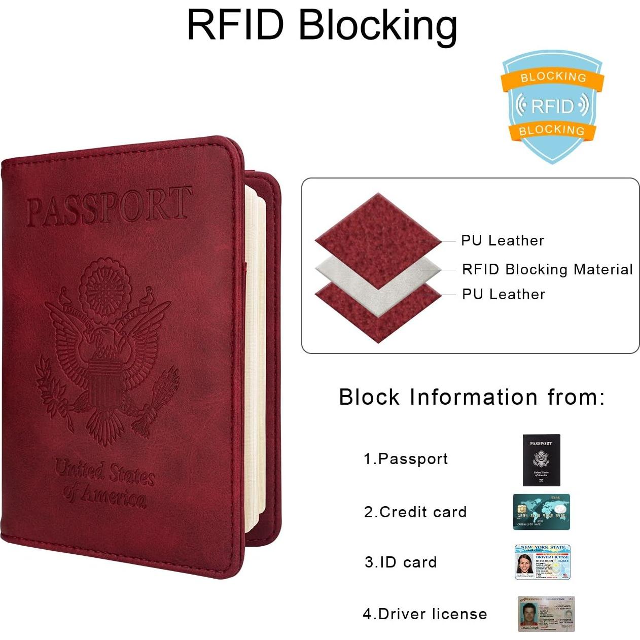 Cartera para Pasaporte WALNEW con Bloqueo RFID - Rojo
