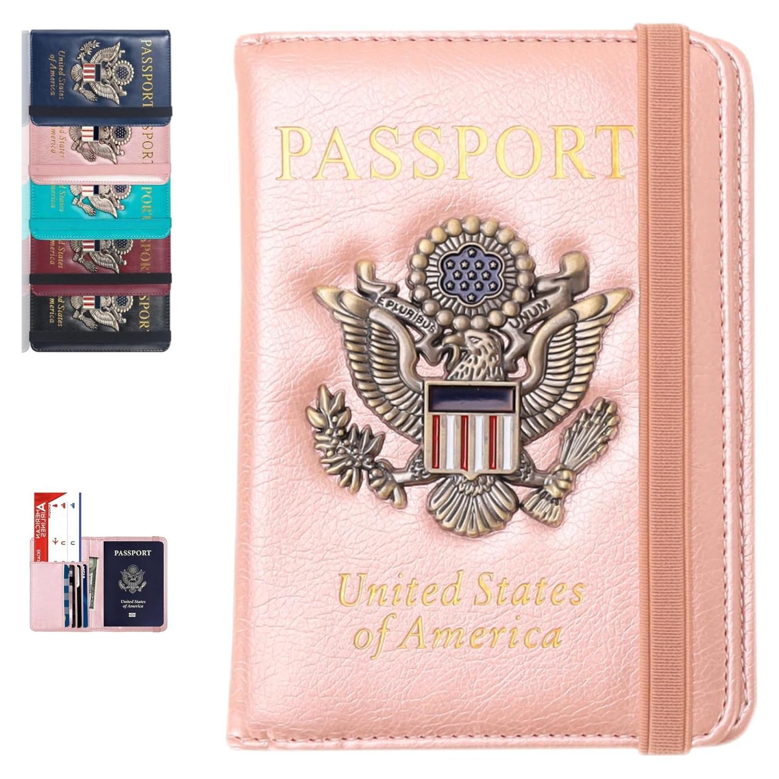 Funda para Pasaporte RFID XMLINPER Oro Rosa Unisex