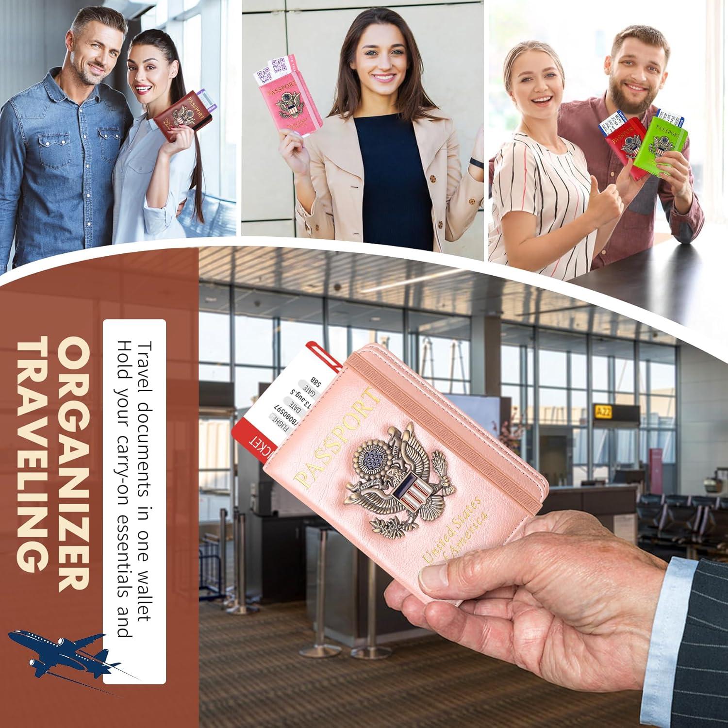 Funda para Pasaporte RFID XMLINPER Oro Rosa Unisex