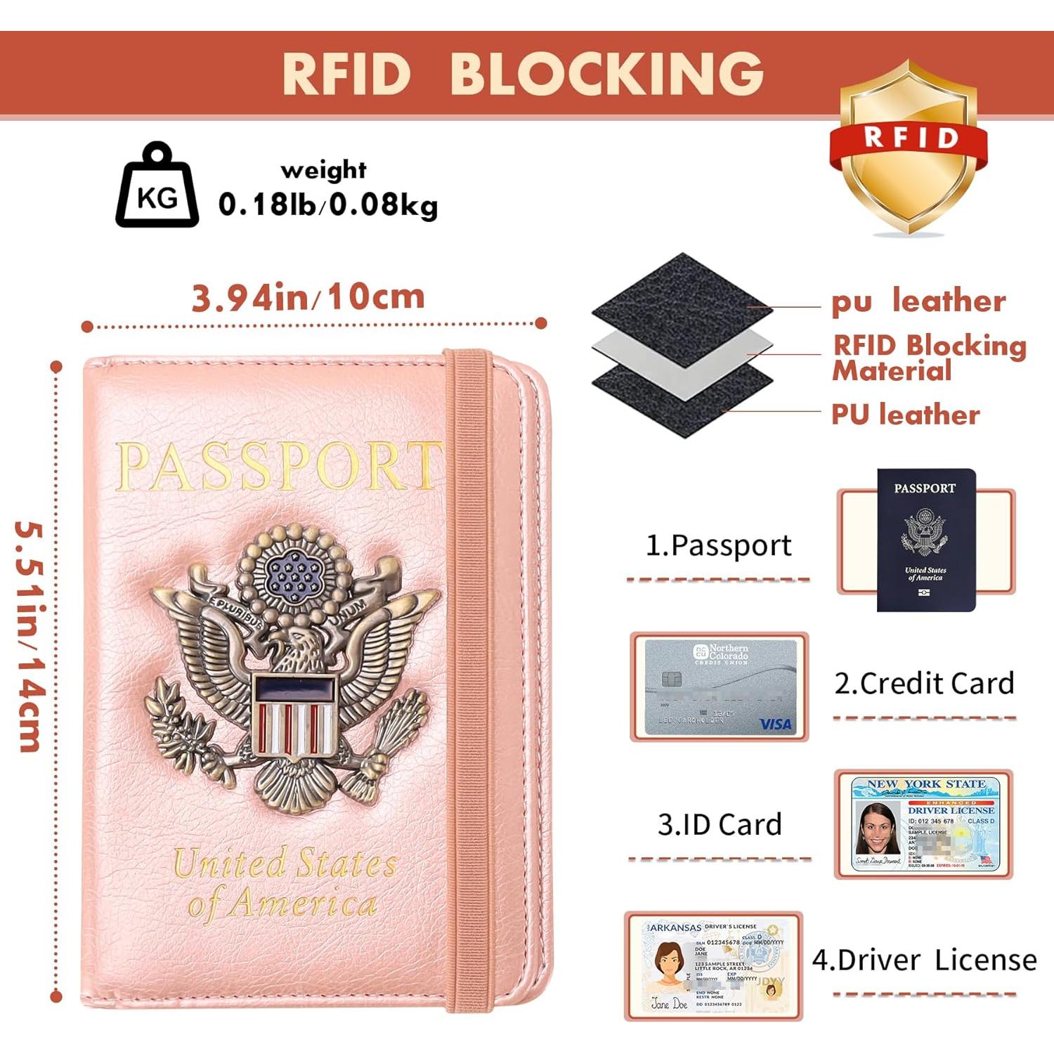 Funda para Pasaporte RFID XMLINPER Oro Rosa Unisex