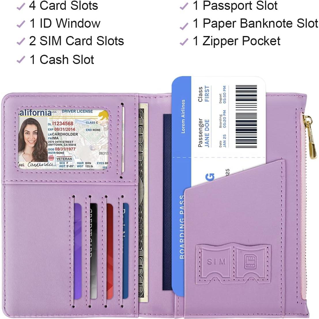 Funda de Pasaporte Simikol con Cremallera y Bloqueo RFID