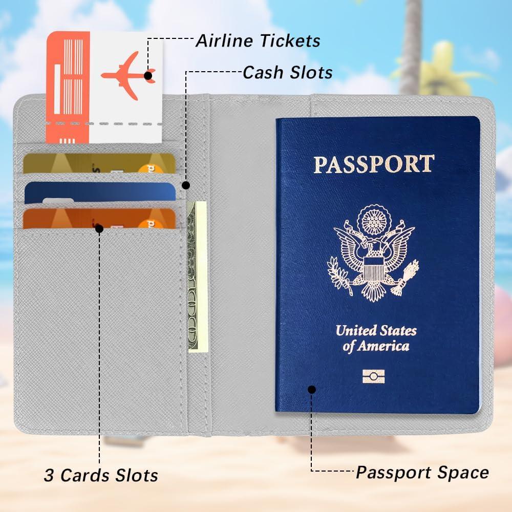 Soporte de Pasaporte 2 Pcs Cuero PU Btmooz Dorado Plateado