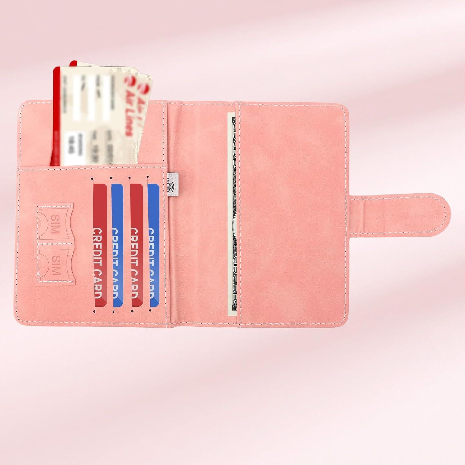 2 Fundas de Pasaporte Impermeables Lasuroa Rosa y Marrón