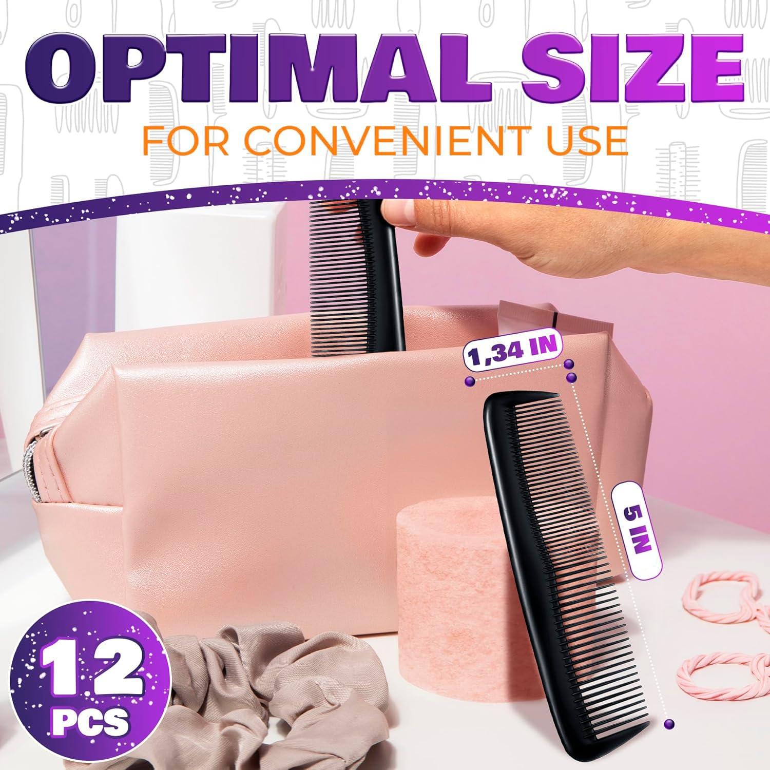 12 Peines de Bolsillo DIMROM - Peines Desechables Negros