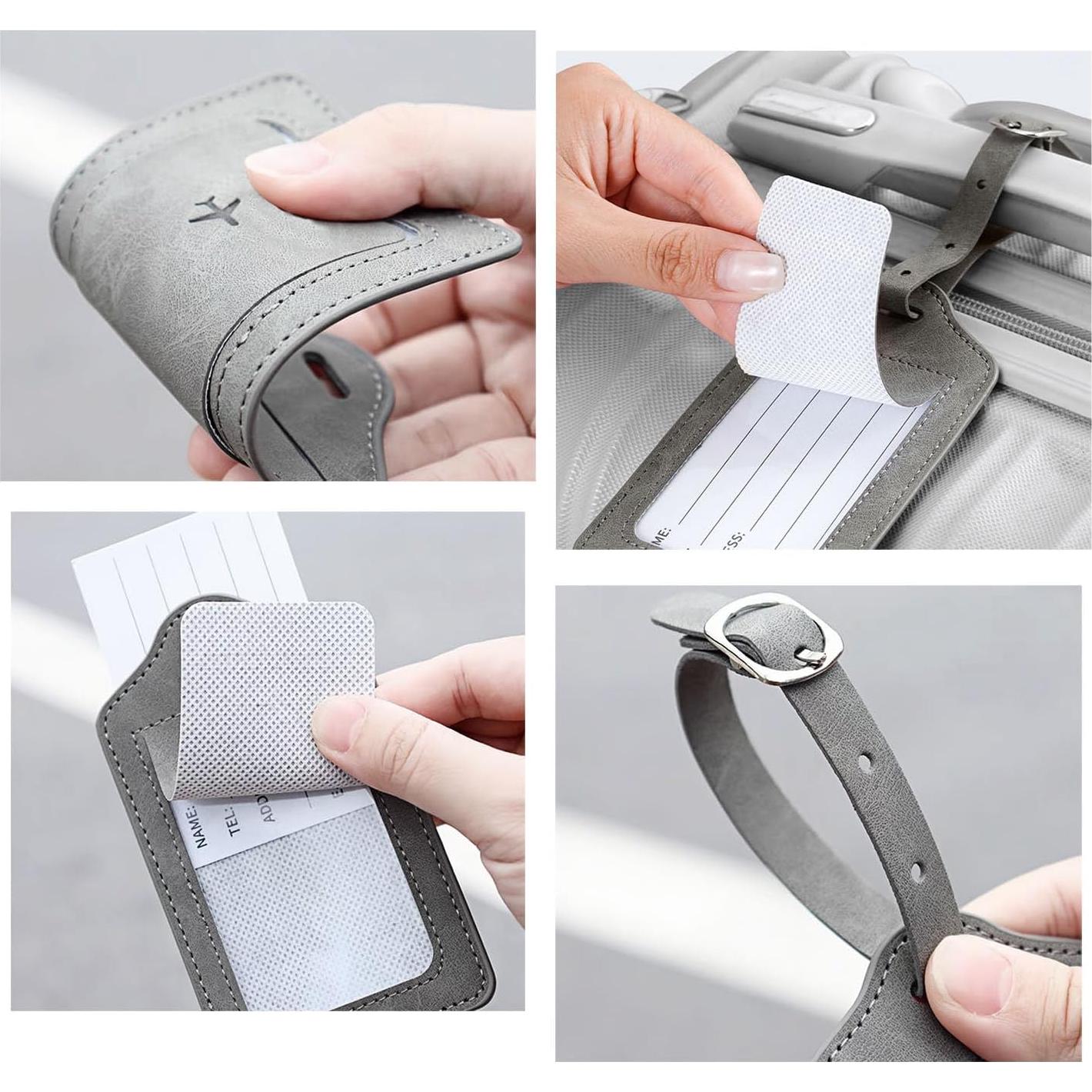 Juego de Etiquetas de Equipaje y Portapasaporte YLrank Negro