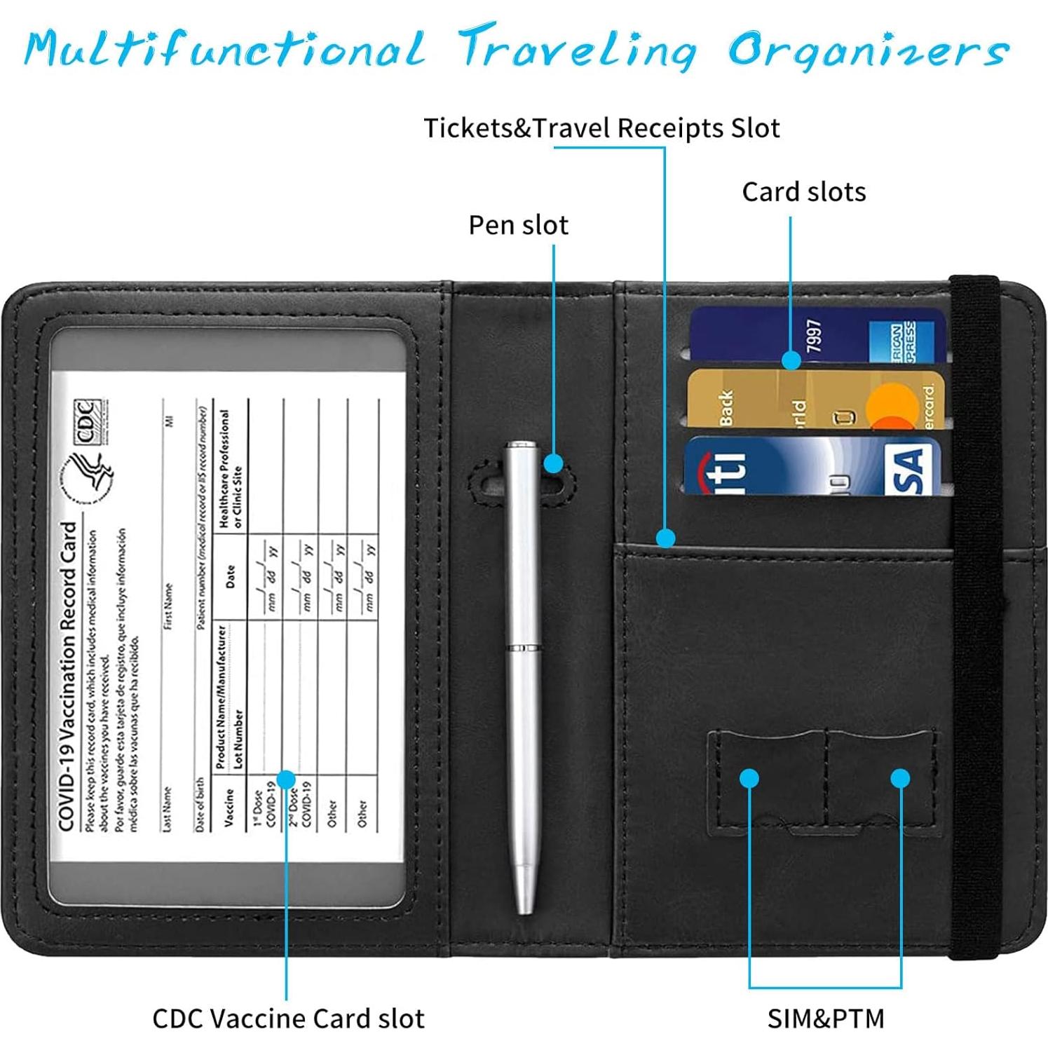 Carcasa para Pasaporte y Tarjeta de Vacuna Qindaiwen RFID