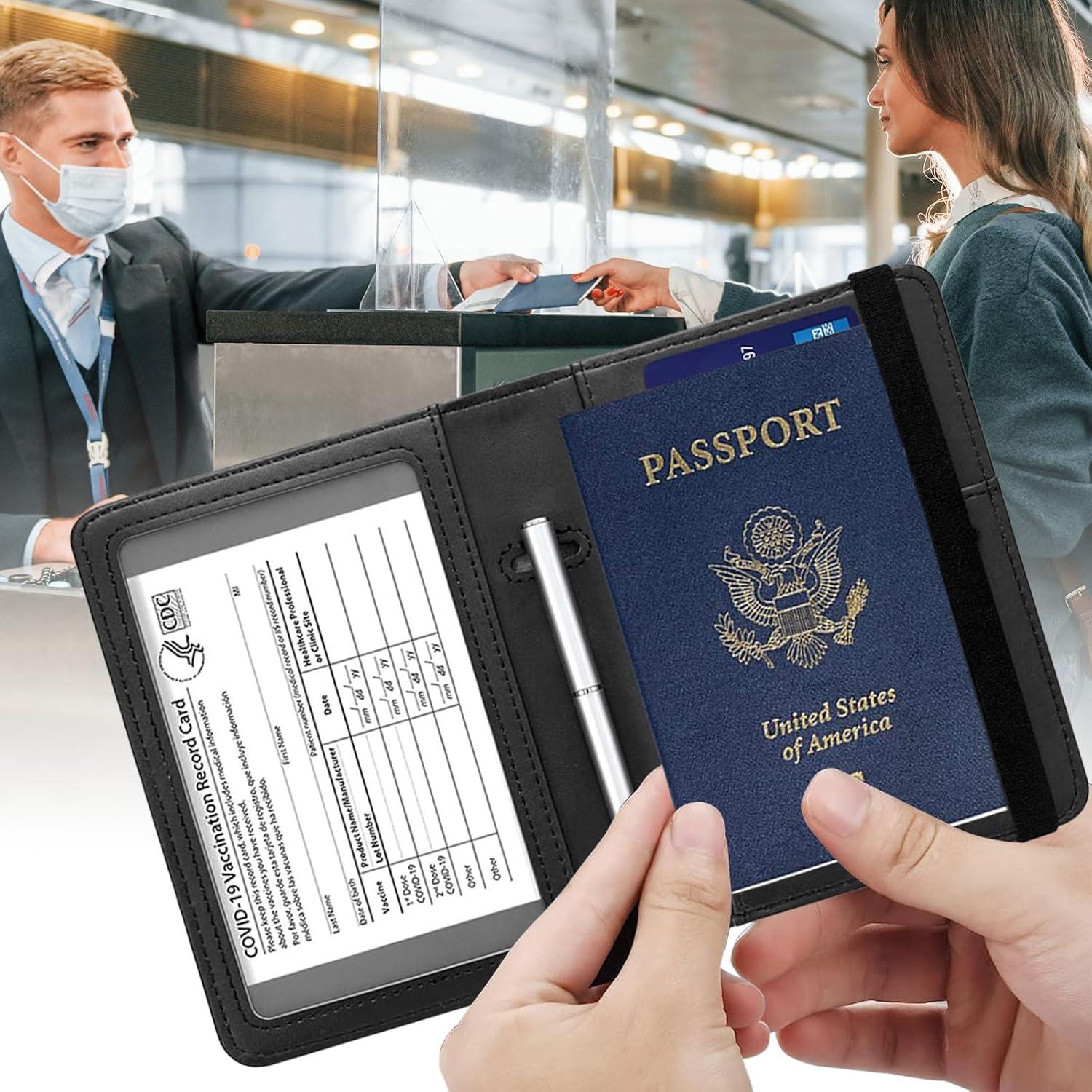 Carcasa para Pasaporte y Tarjeta de Vacuna Qindaiwen RFID