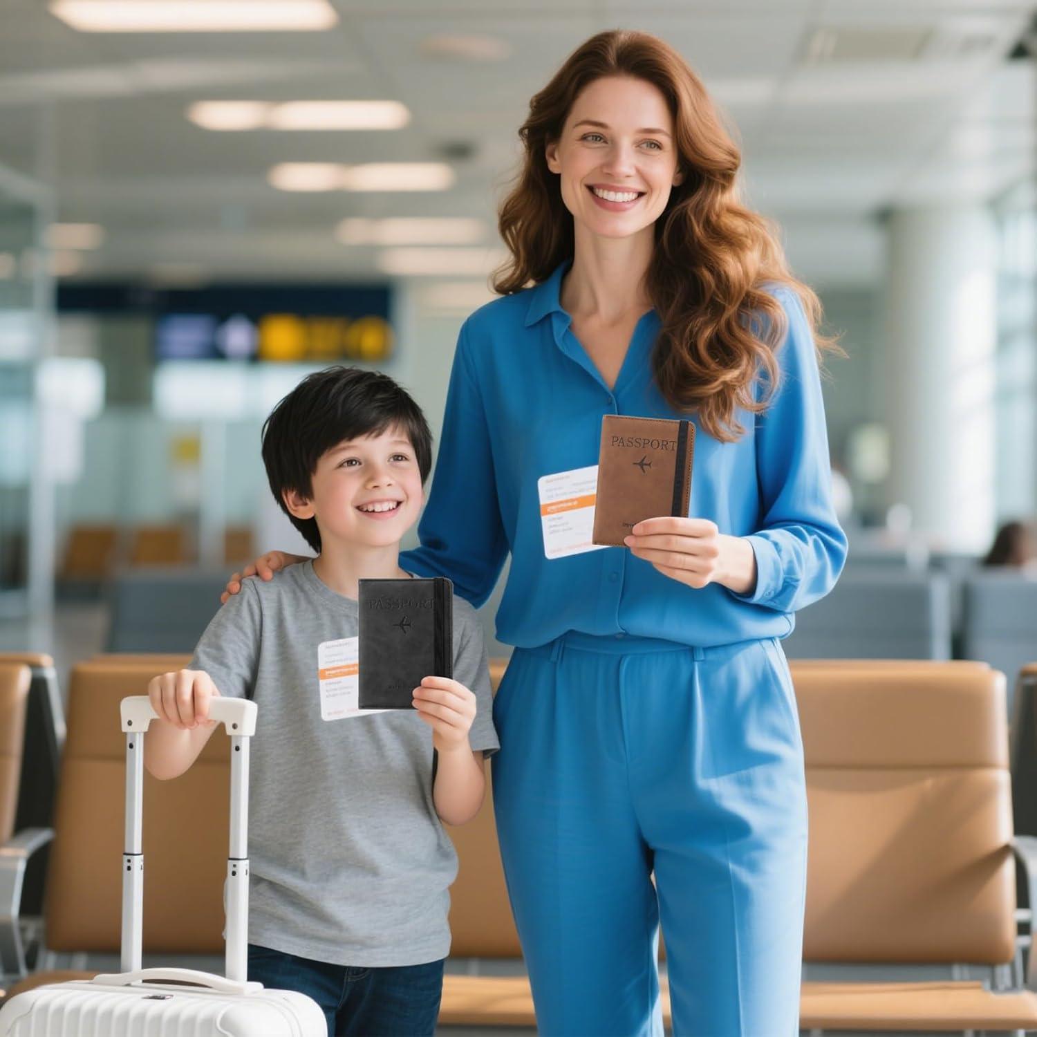 Set de 2 Fundas de Pasaporte y Etiquetas de Equipaje RFID