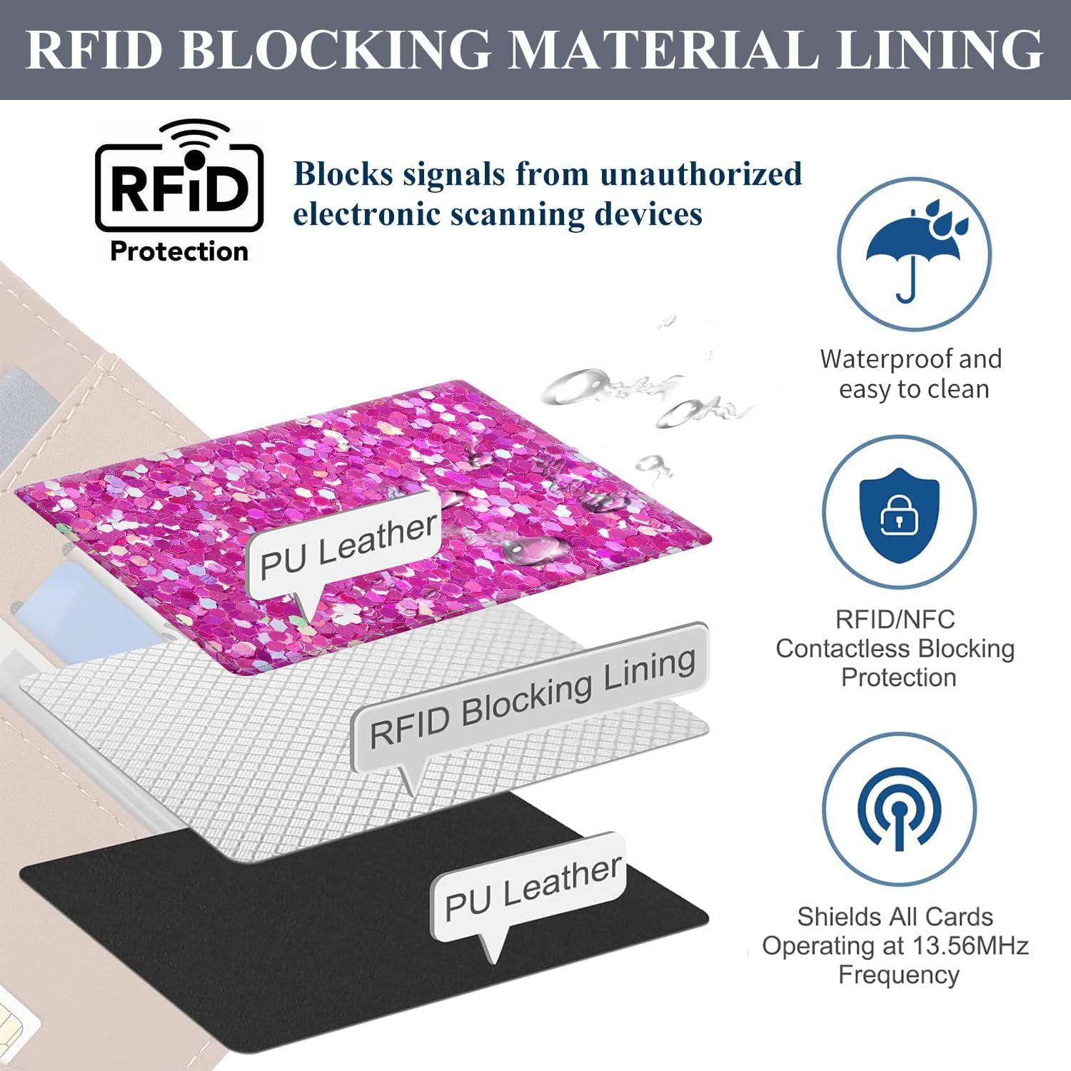 Portapasaportes de Cuero Premium RFID ATJFKIXL Puntos Rosados