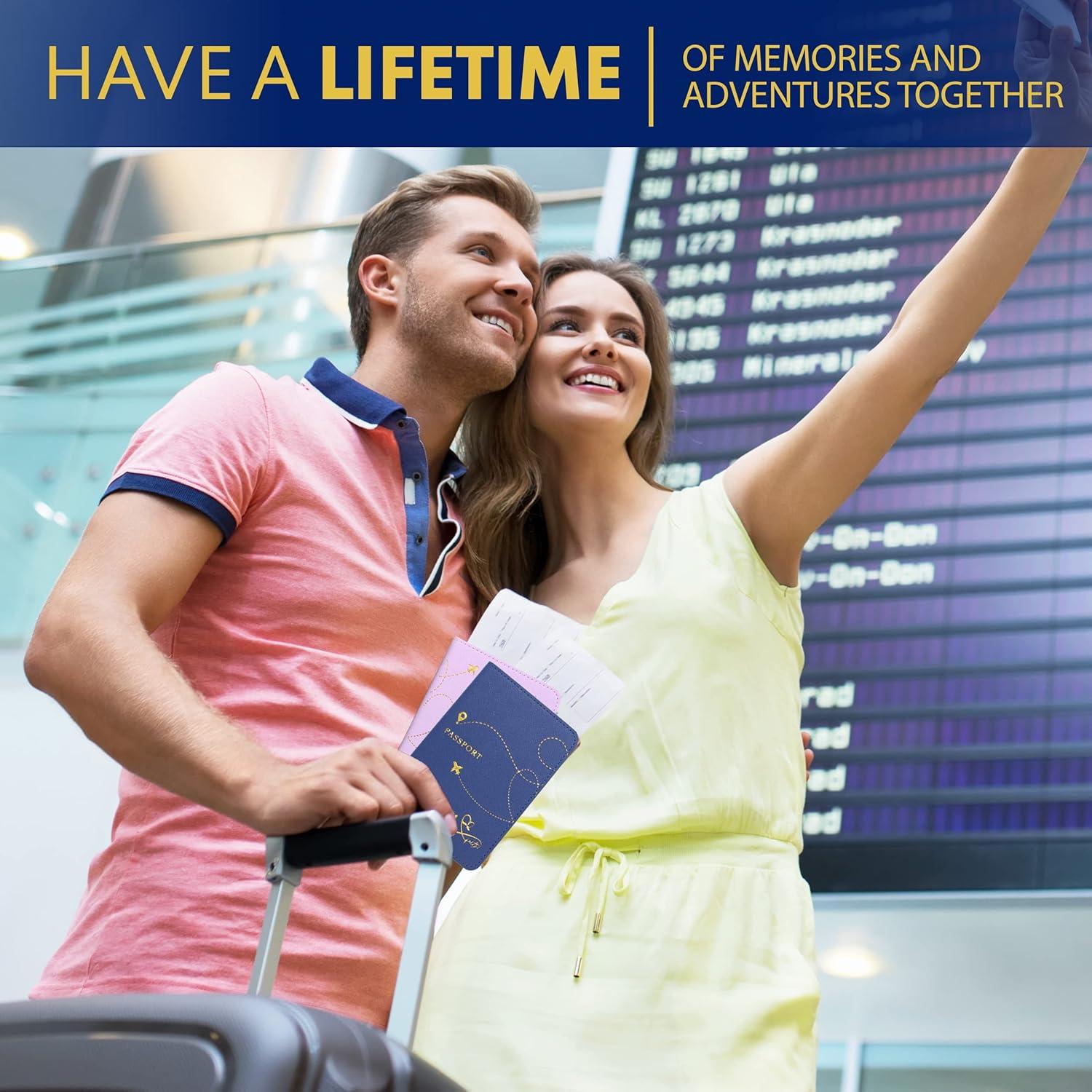 Juego de Fundas de Pasaporte Decorably para Parejas - Azul y Rosa
