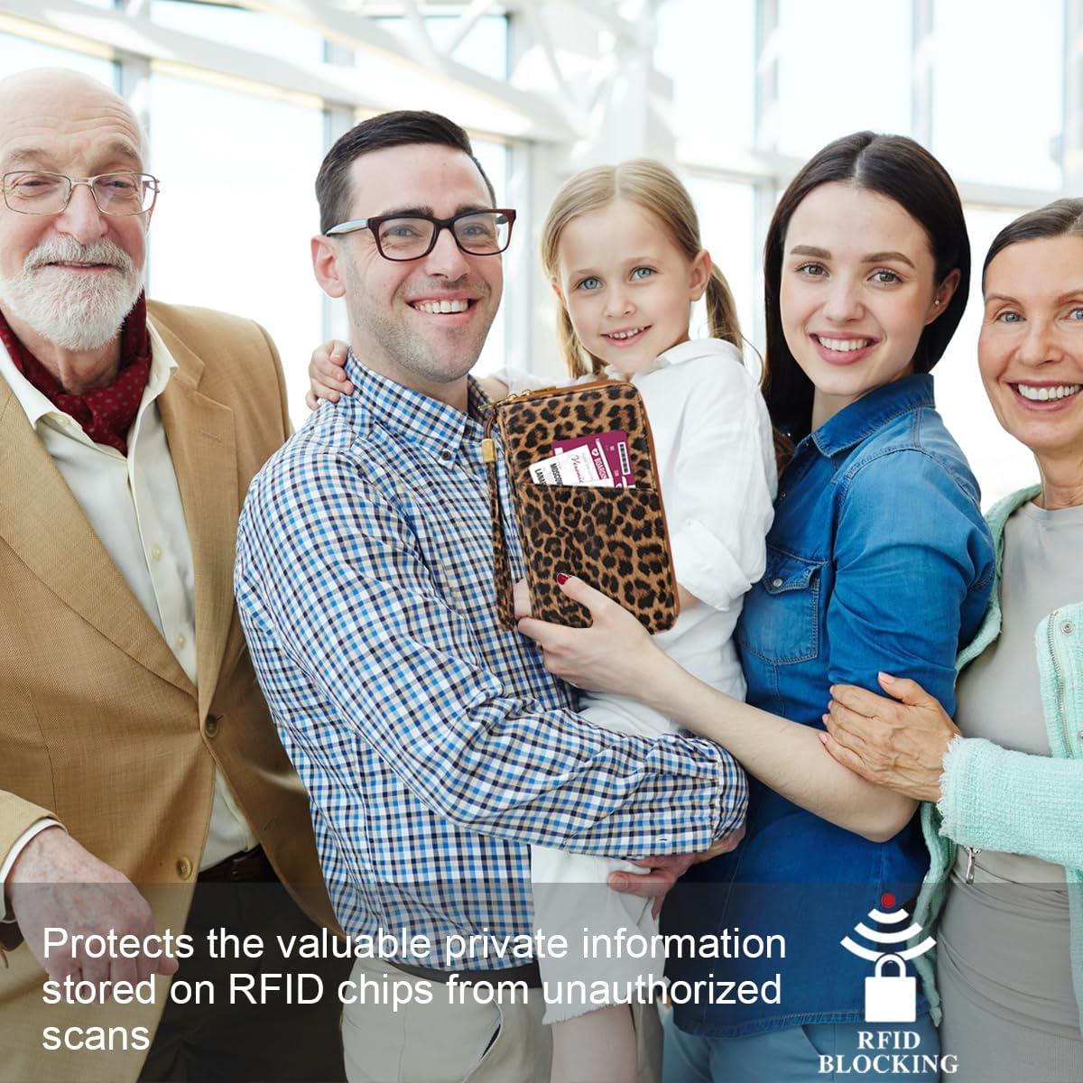 Cartera Organizador de Pasaporte Simikol Leopardo con Bloqueo RFID