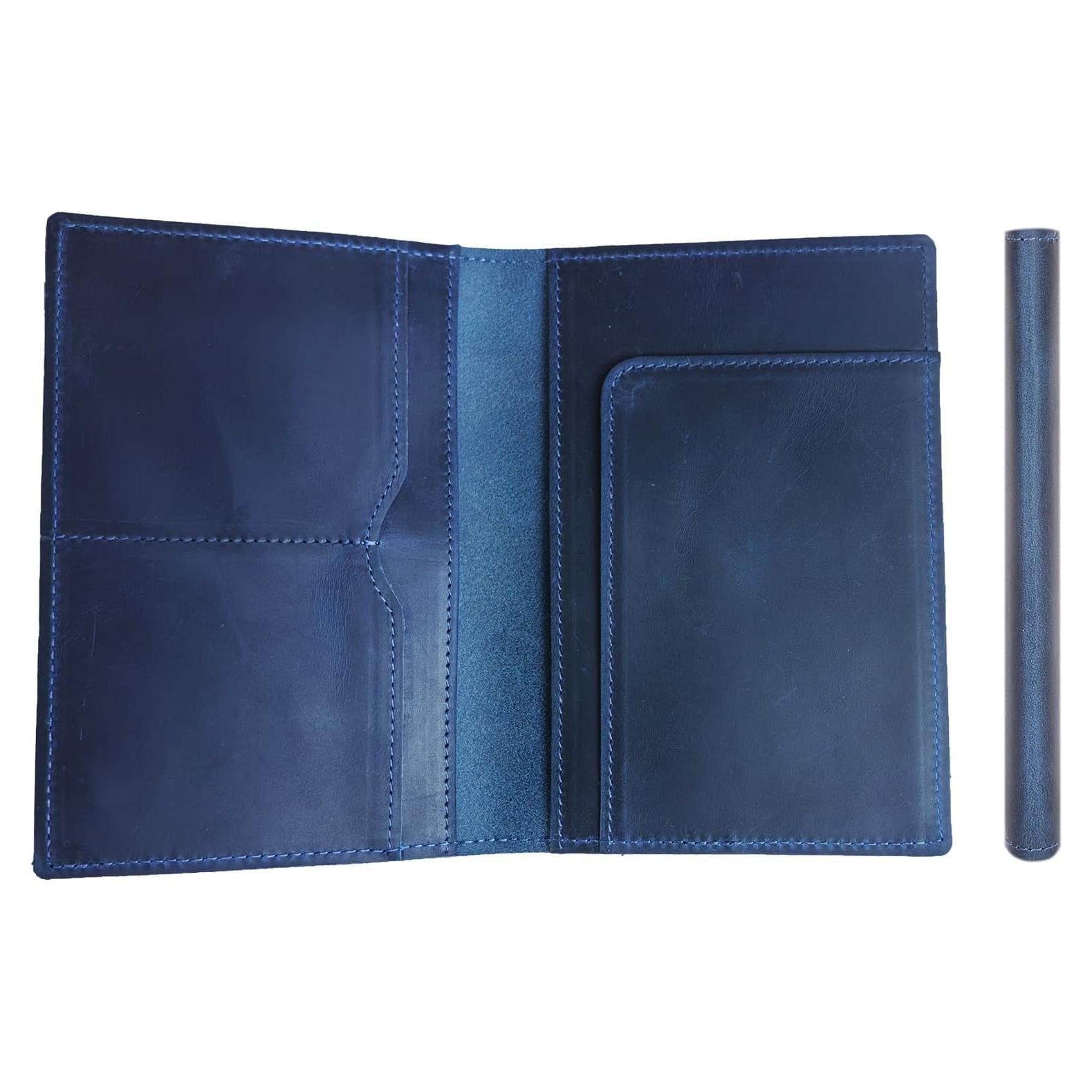 Portafolio de Pasaporte Albatross Star Vista - Cuero Azul Marino